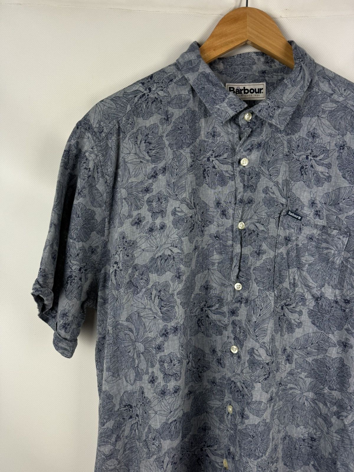 Barbour Barbour Lyocell Linen Overprinted Button Up Hawaiian Shirt Size US XL / EU 56 / 4 - 4 Thumbnail