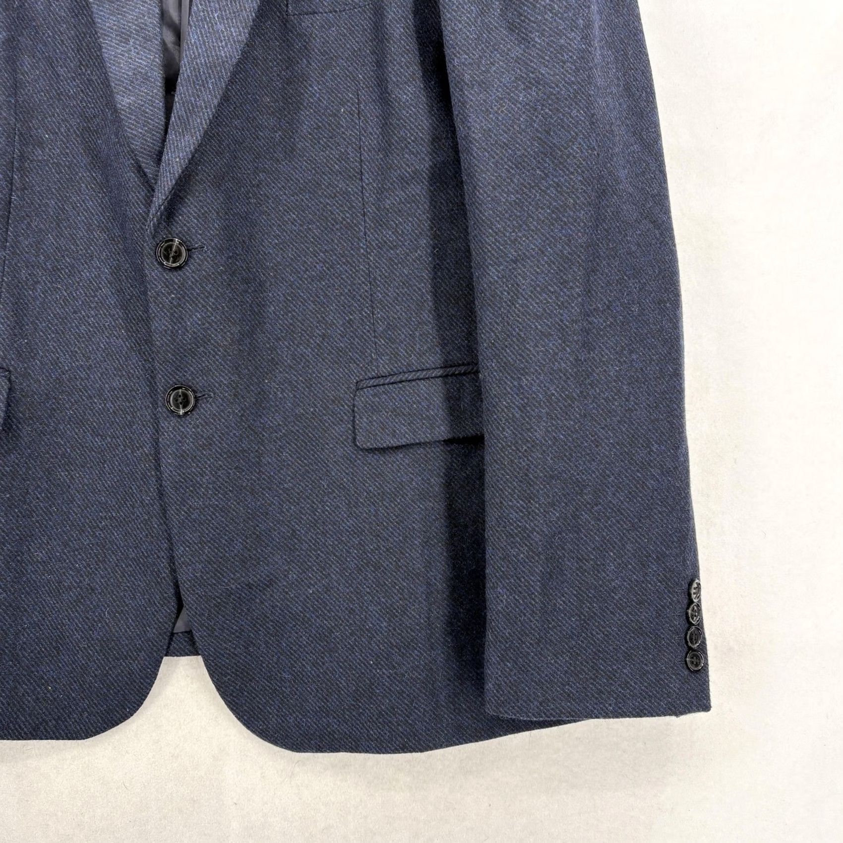 Vintage PJ Paul Jones Sport Coat Jacket Mens 2XL Blue Herringbone Tweed Wool Notch Lapel Two-Button NWT Blazer Coat Jacket Size 48R - 3 Thumbnail