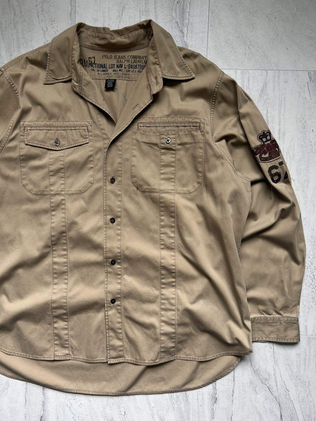Polo Ralph Lauren Vintage Polo Ralph Lauren Tan Button Up Dress Shirt Size US XL / EU 56 / 4 - 1 Thumbnail