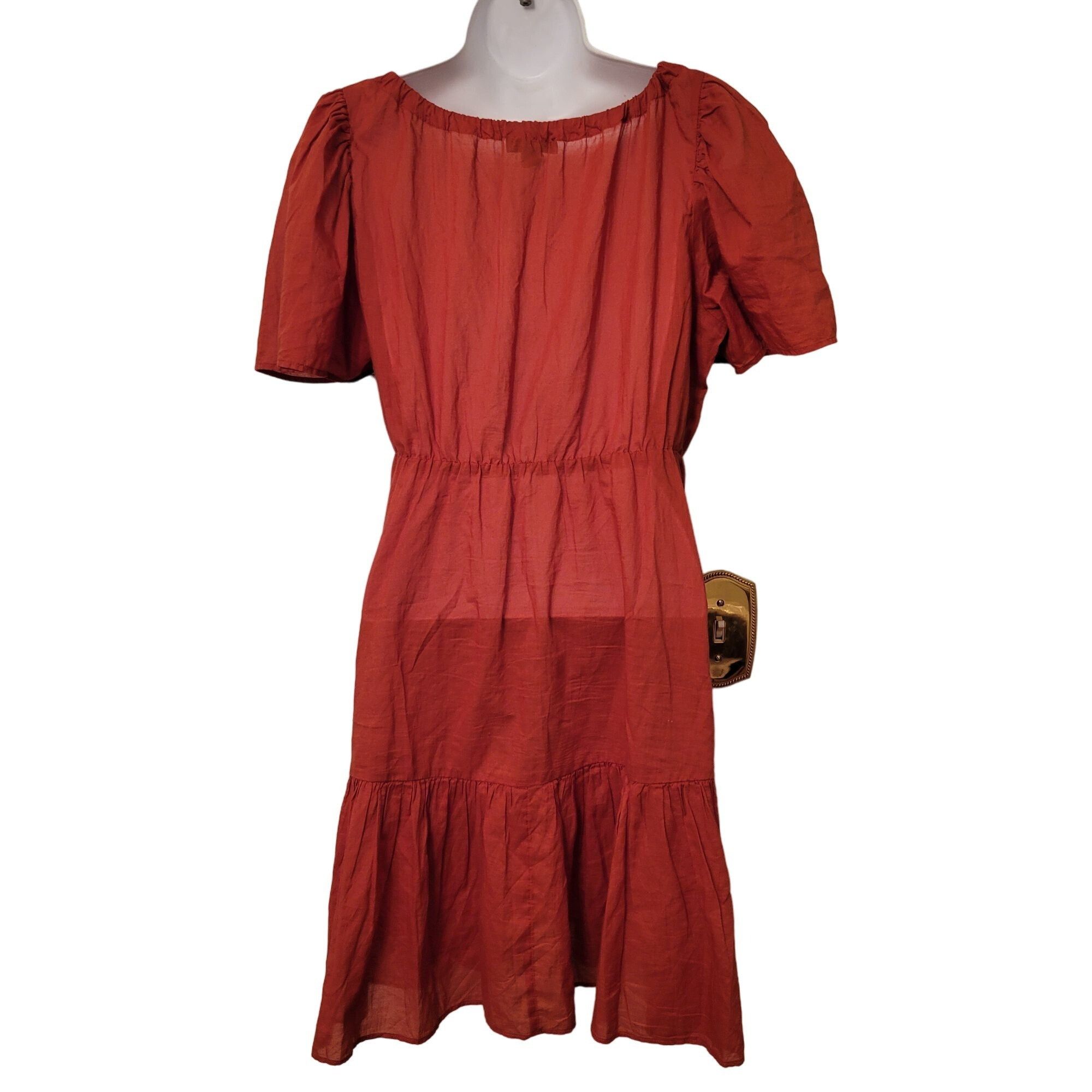 J.Crew J Crew Rust Red Cotton Voile Tiered Button Down Front Dress Size S / US 4 / IT 40 - 4 Thumbnail