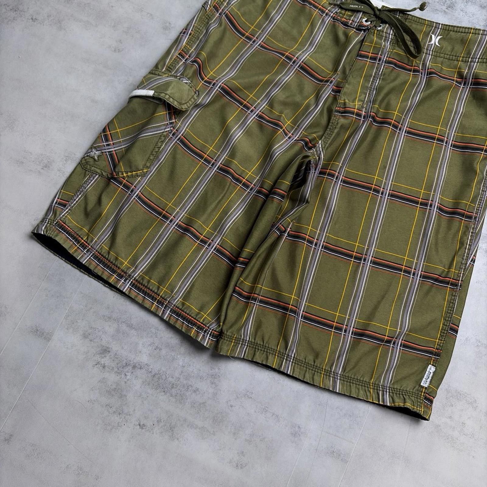 Hurley Y2K Green Hurley Grunge Plaid Baggy Surf Board Shorts Size US 34 / EU 50 - 3 Thumbnail