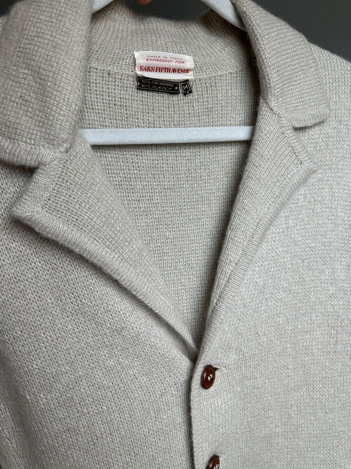 Saks Fifth Avenue Vintage Saks Fifth Ave 70% Cashmere / 30% Alpaca Knit Blazer Size US M / EU 48-50 / 2 - 7 Thumbnail