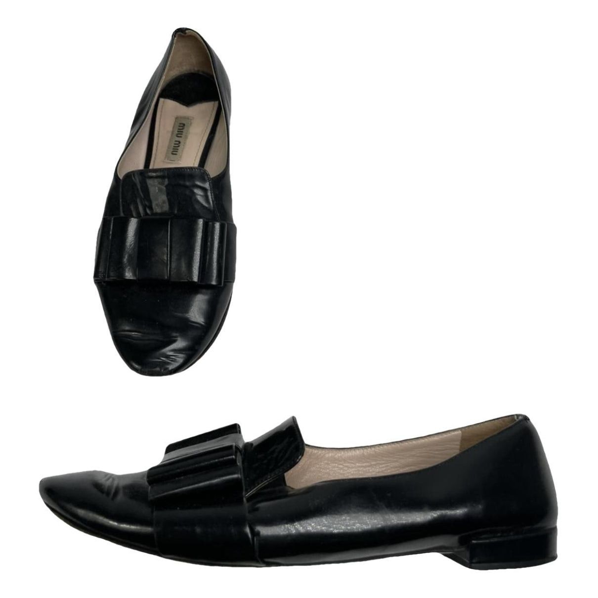 Miu Miu Black Patent Leather Ballet Flat Size US 7 / IT 37 - 1 Thumbnail