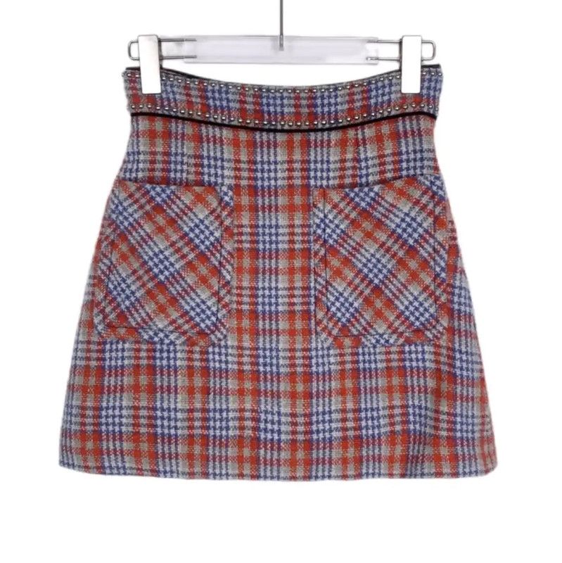 Miu Miu Miu Miu Color Block Wool Skirt in S Size 0089 Size 23" - 1 Thumbnail