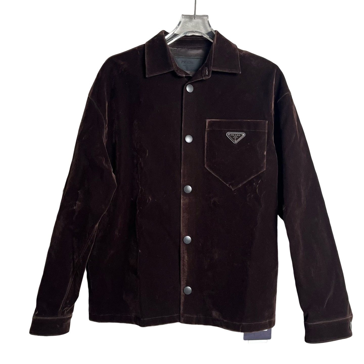 Prada Prada Brown Velvet Triangle Logo Work Jacket S Size US S / EU 44-46 / 1 - 1 Thumbnail