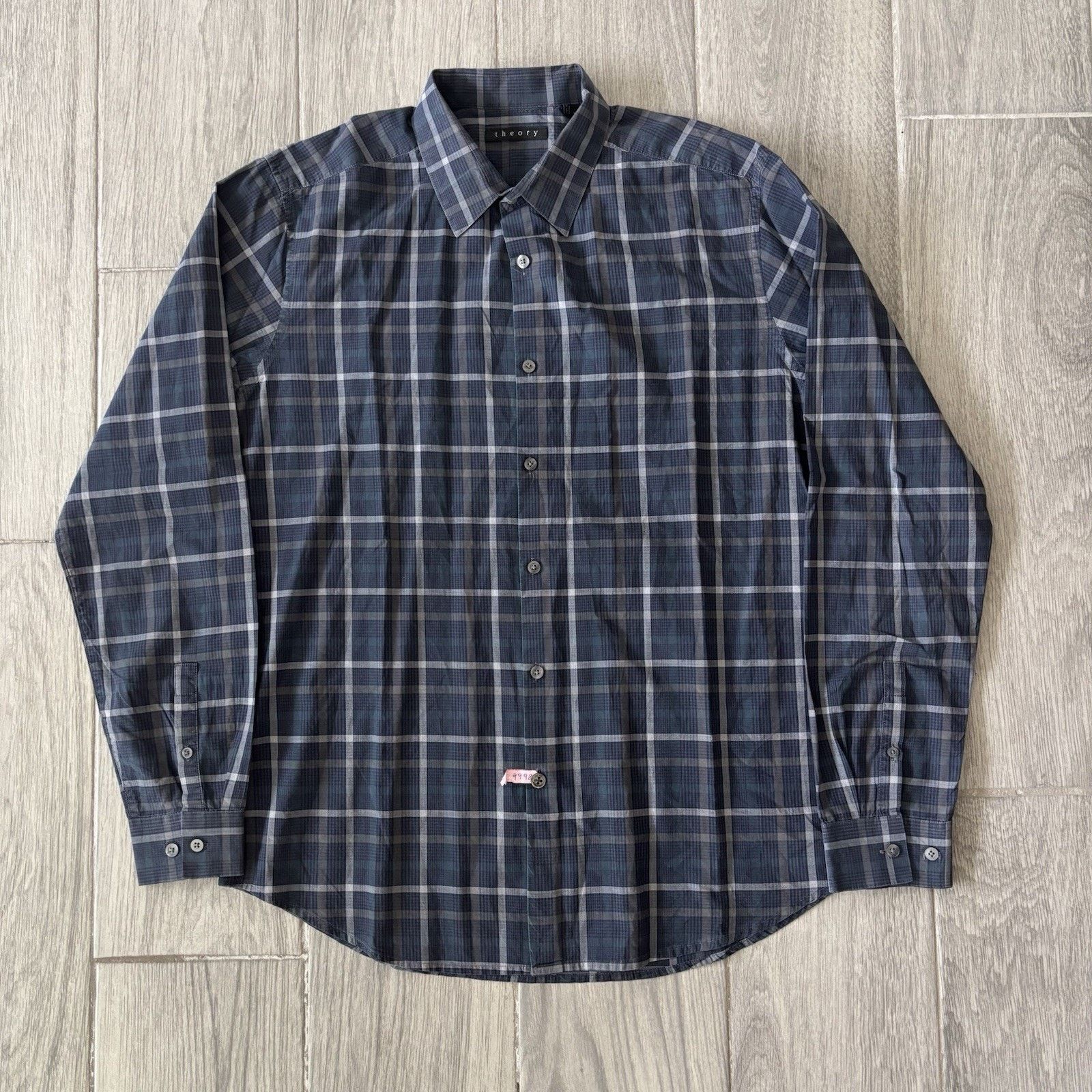 Theory Theory Button Up Shirt Blue Green Lightweight Cotton Mens XL Size US XL / EU 56 / 4 - 1 Thumbnail