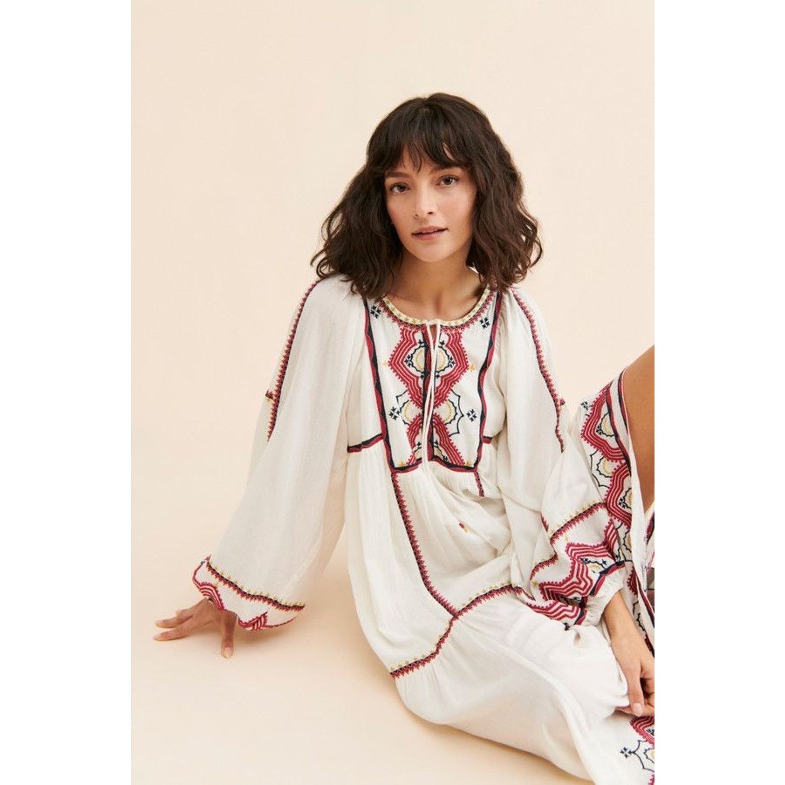 Free People New FREE PEOPLE Sweet Escape Midi Dress $198 SMALL Ivory Size S / US 4 / IT 40 - 1 Thumbnail