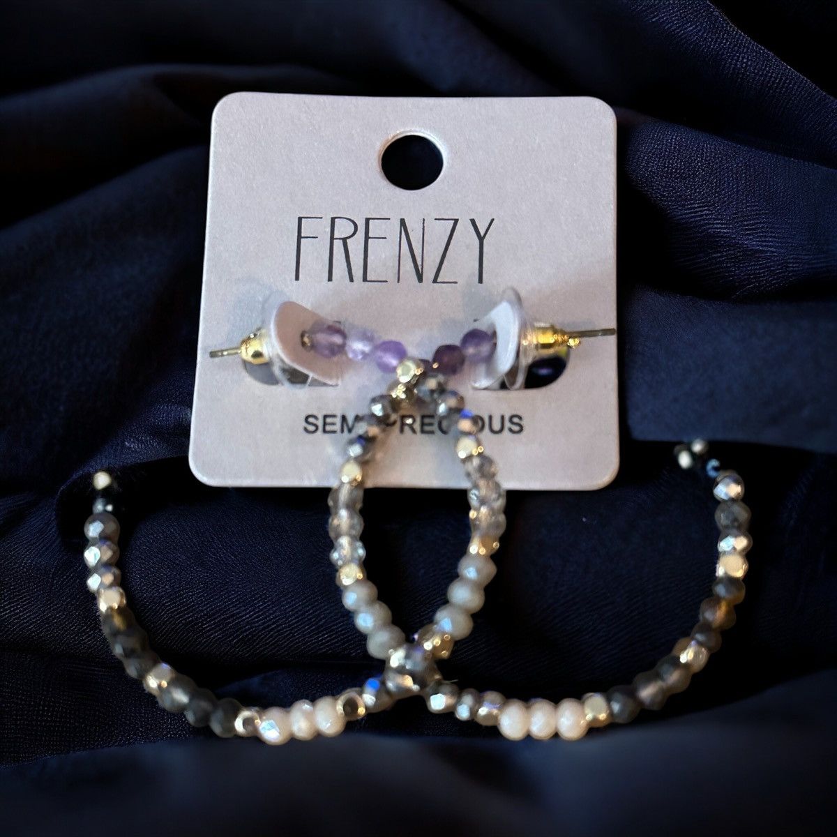 Other Frenzy semi precious stone bead hoop earrings Size ONE SIZE - 1 Thumbnail