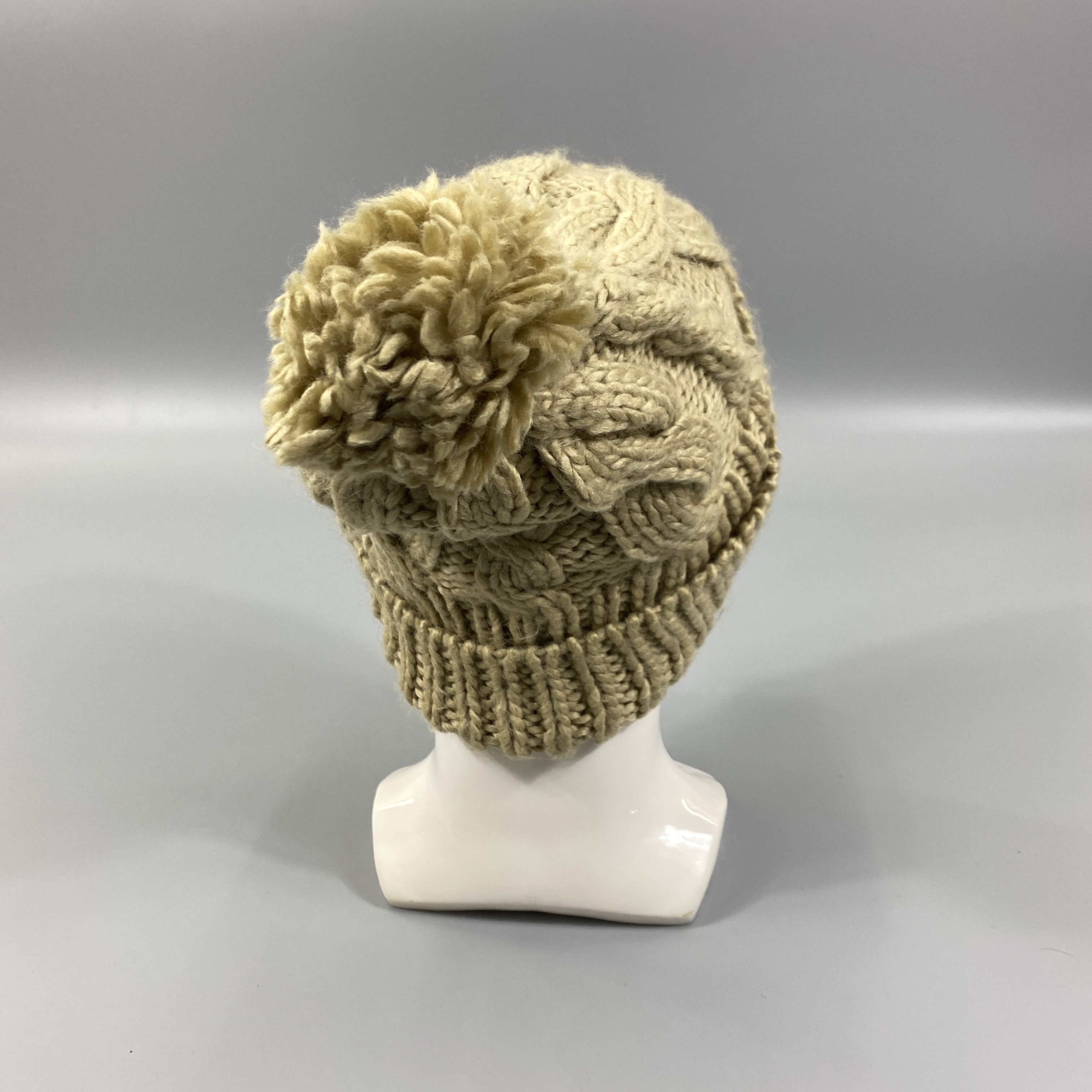 Japanese Brand Cable Knit Pom Pom Beanie Hats -BN1059 Size ONE SIZE - 3 Thumbnail