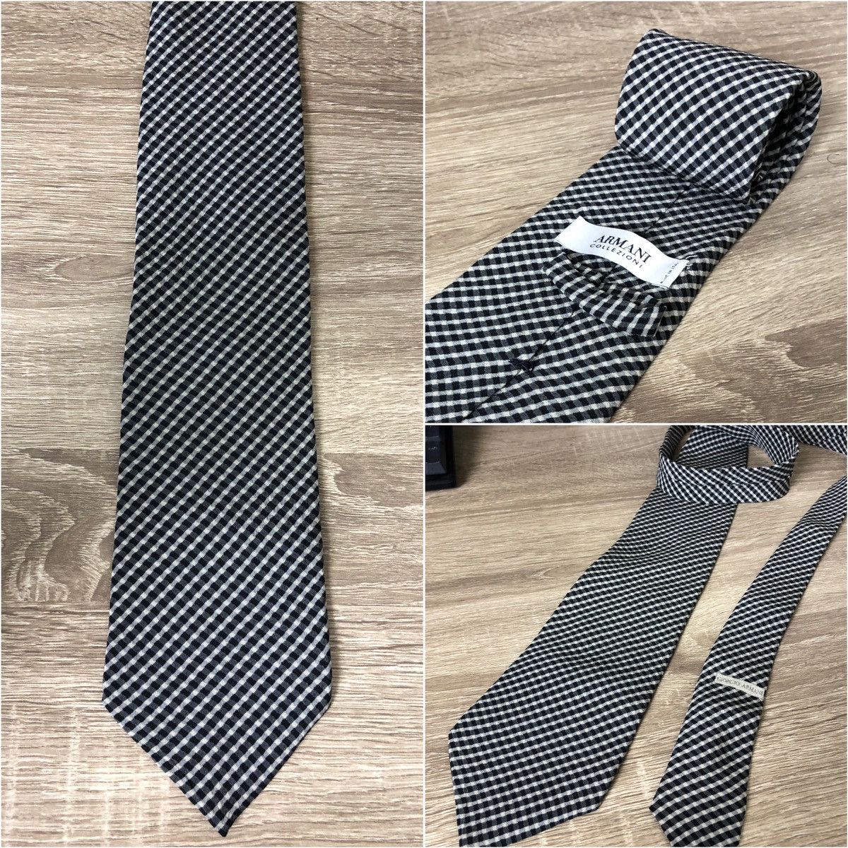 Armani Armani Collezioni Italian Tie Cravate Check Size ONE SIZE - 1 Thumbnail
