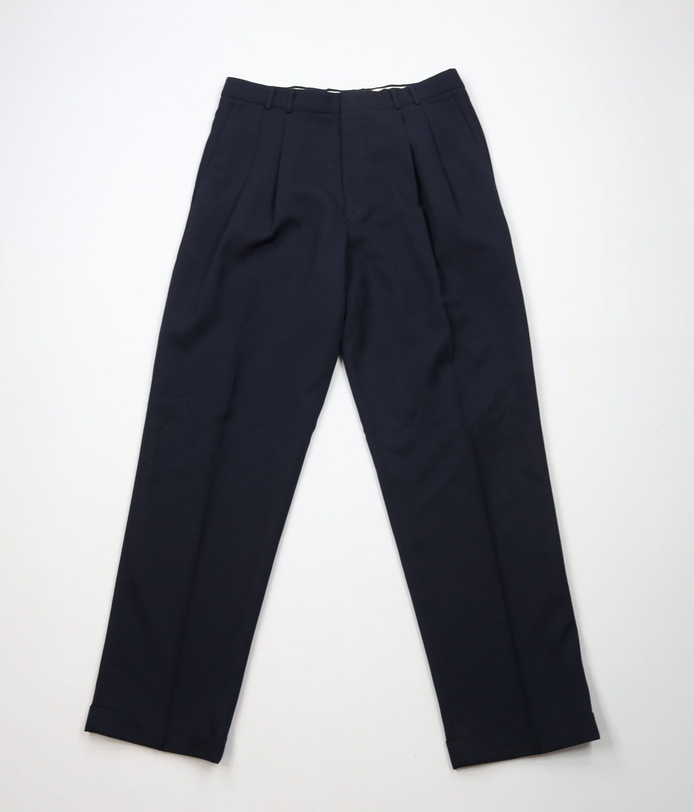 Vintage Vintage 90s Streetwear Pleated Cuffed Chino Pants Navy Blue Size US 32 / EU 48 - 1 Thumbnail
