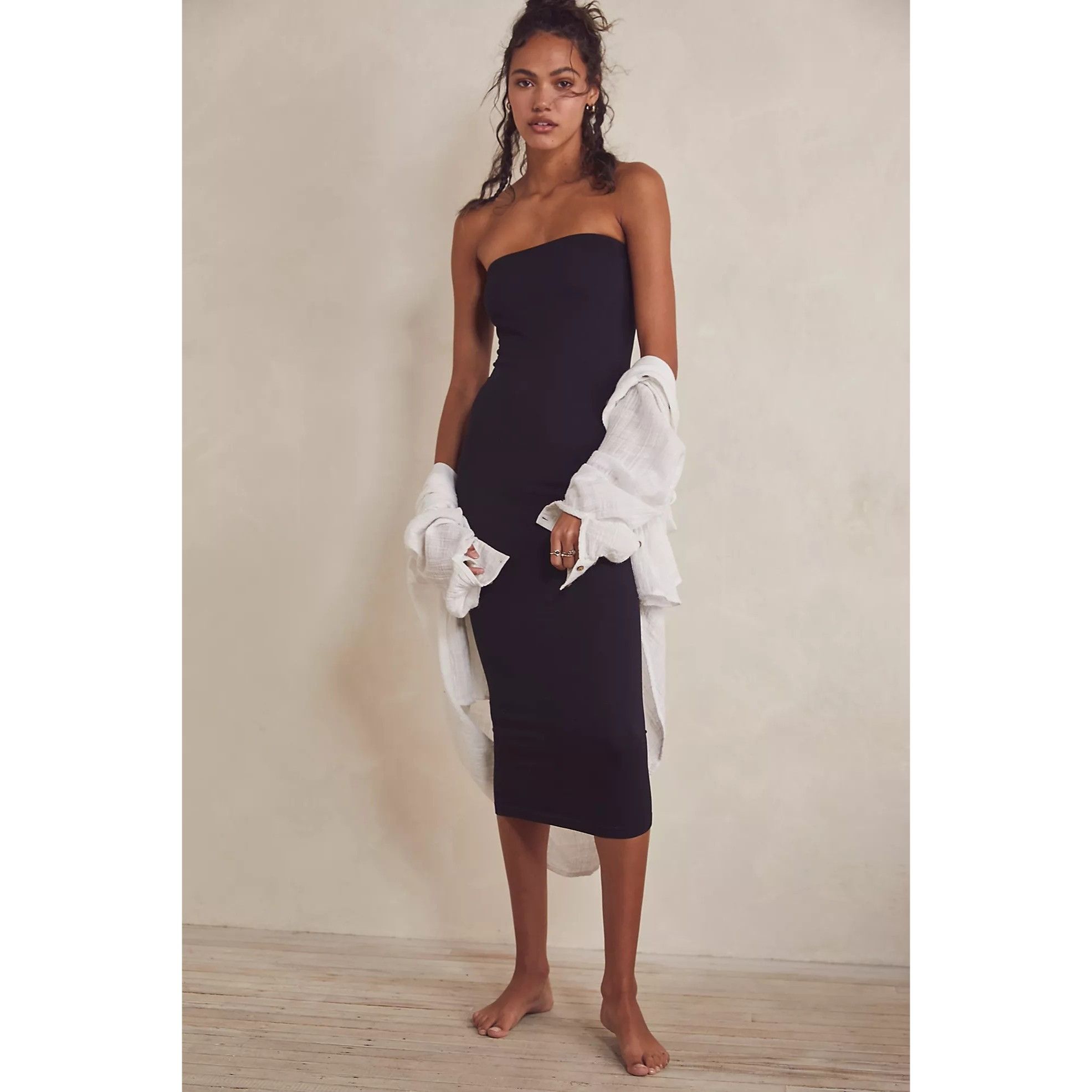 Free People Free People Everyday Seamless Black Tube Slip Midi Dress Size M / US 6-8 / IT 42-44 - 1 Thumbnail
