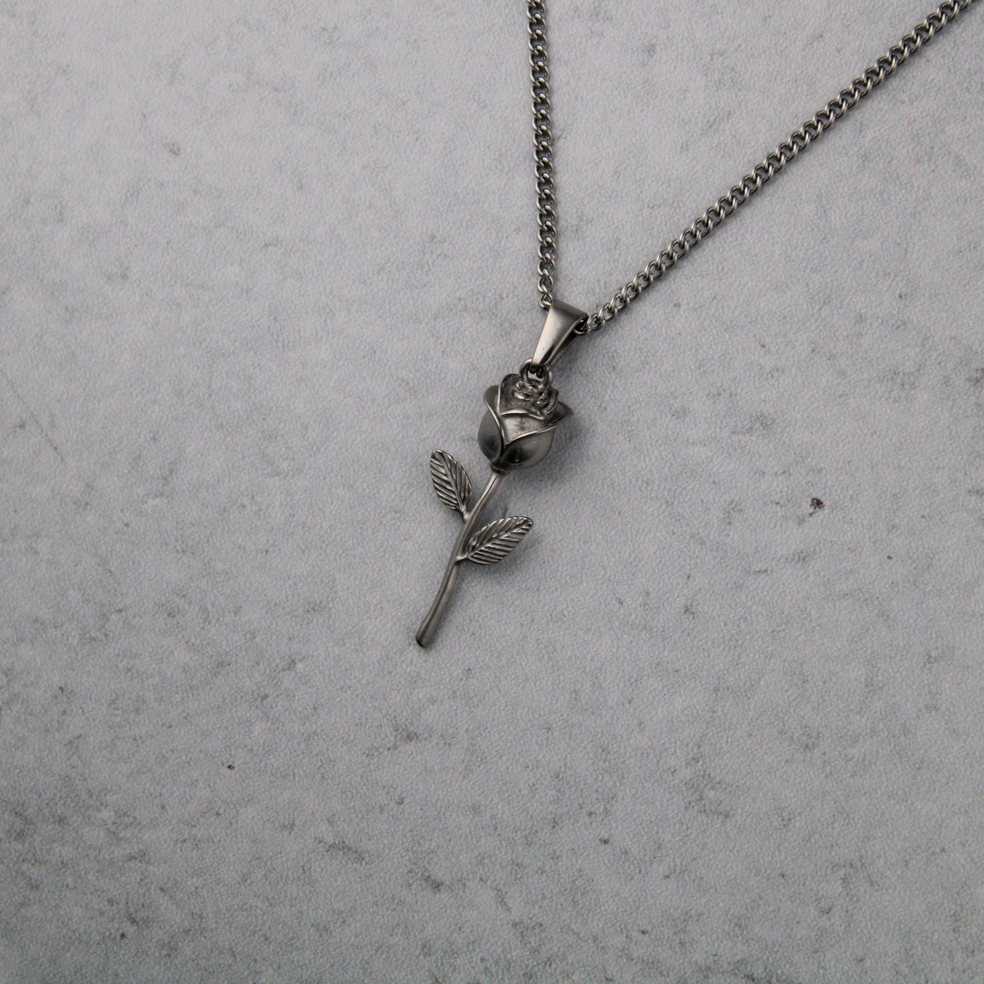 Jewelry Silver Rose Pendant Chain Necklace Size ONE SIZE - 5 Thumbnail