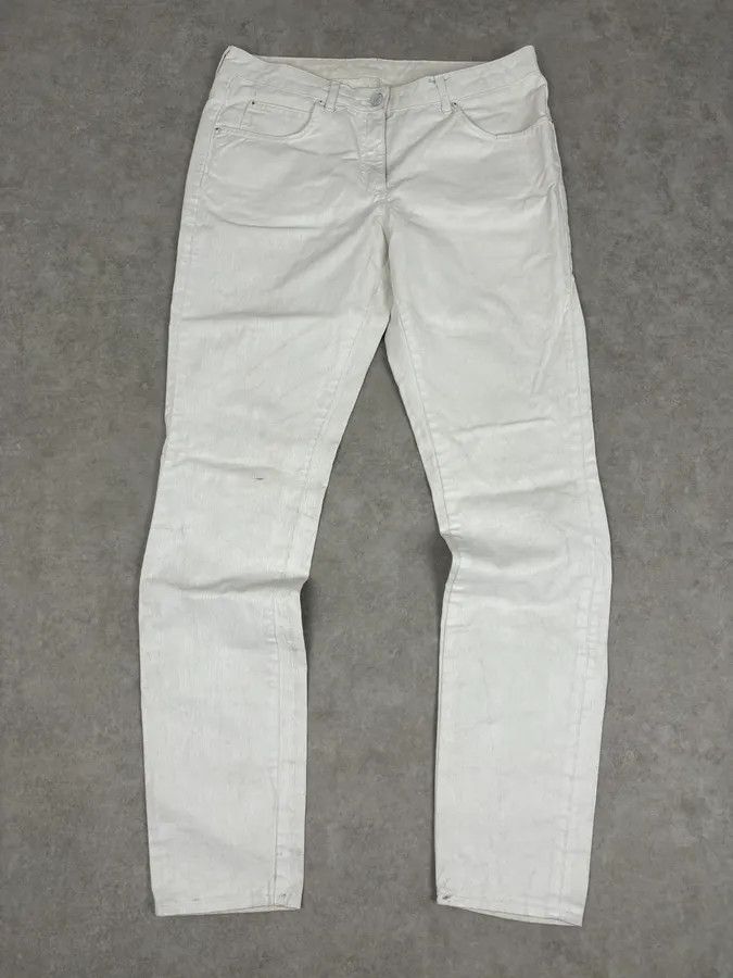 Maison Margiela 2012 Maison Margiela H&P White Cracked Painted Slim Jeans Size US 32 / EU 48 - 1 Thumbnail