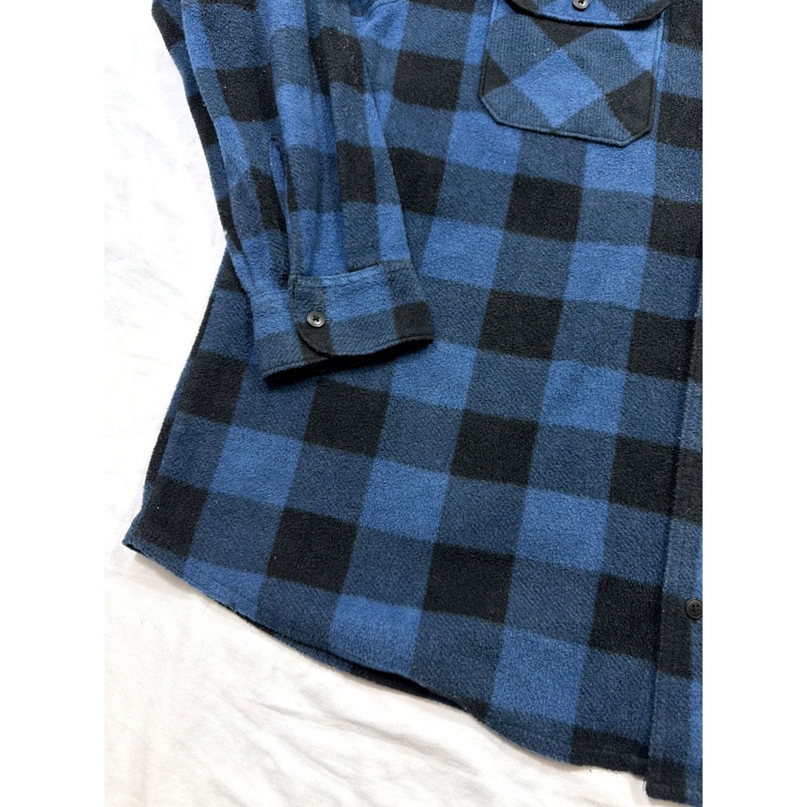 Wrangler Wrangler Button-Up Shirt 2XL Blue Black Buffalo Plaid Fleece Mens Oversized Pockets Casual Workwear Size US XXL / EU 58 / 5 - 6 Thumbnail
