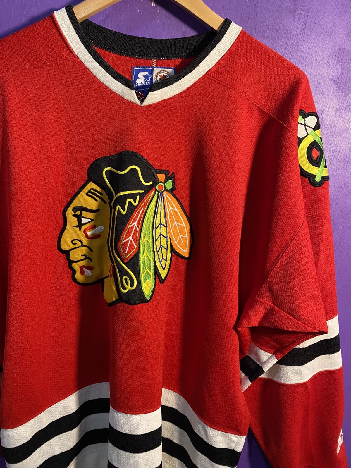 Starter Vintage 90s Starter Chicago blackhawks logo jersey Size US L / EU 52-54 / 3 - 3 Thumbnail