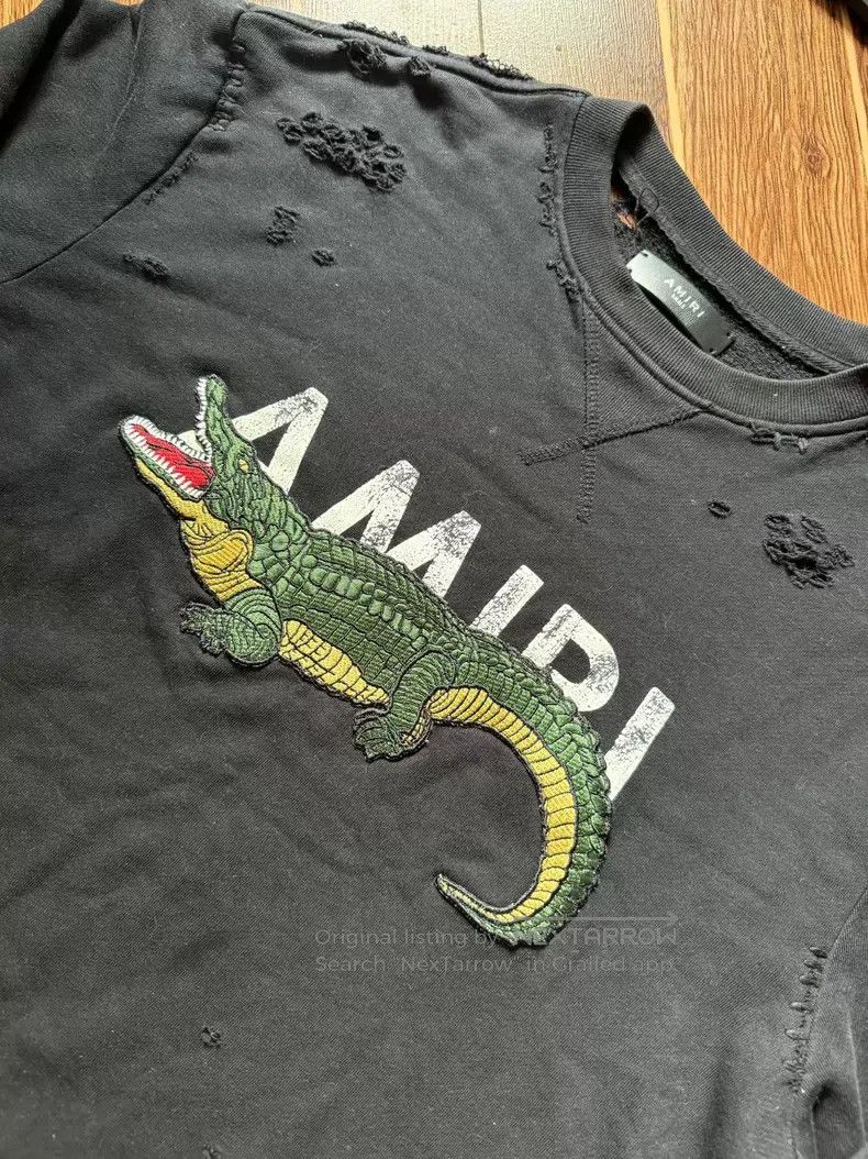 Amiri Amiri Crocodile patch destroyed hoodie Size US S / EU 44-46 / 1 - 2 Thumbnail