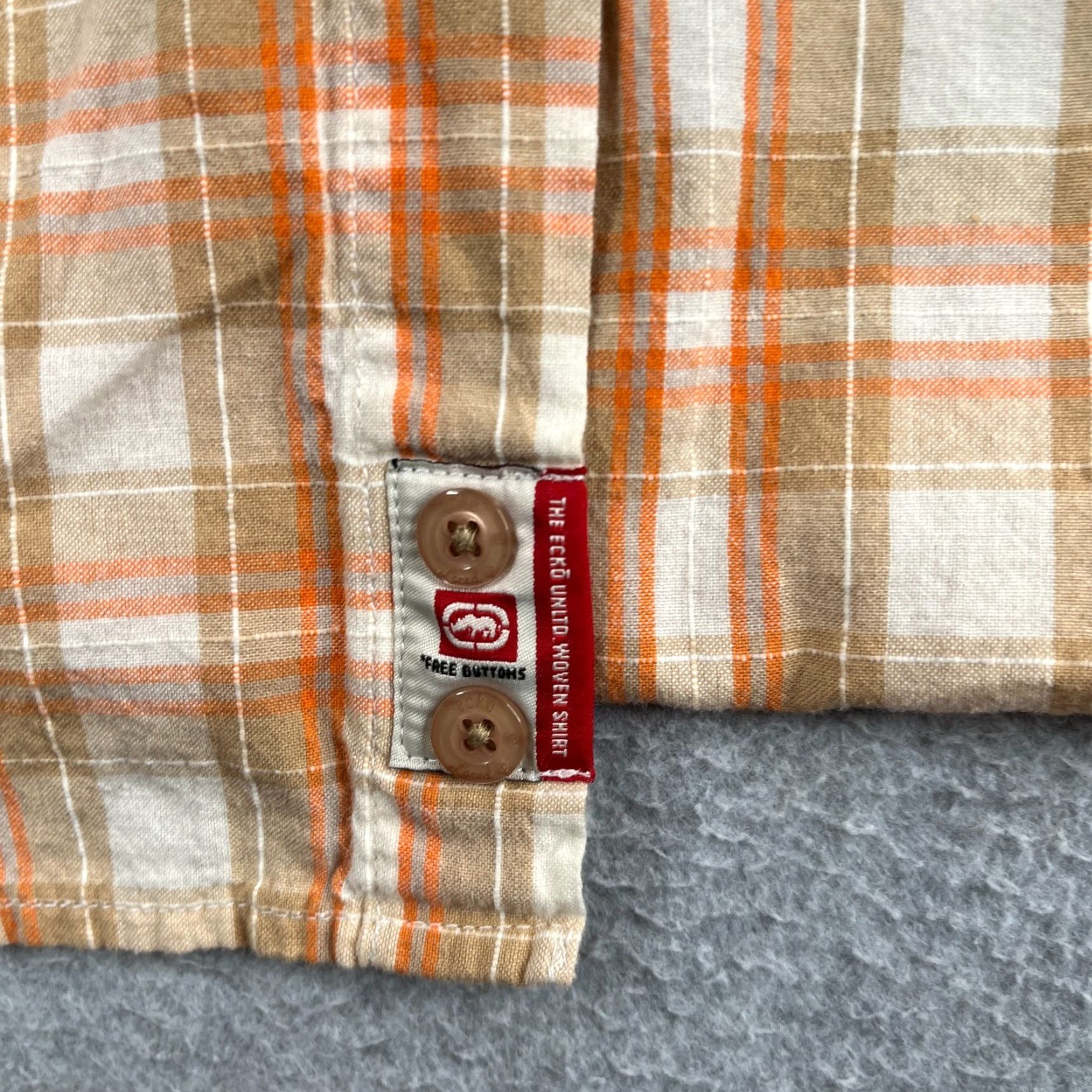 Ecko Unltd. Ecko Unltd Shirt XL Dwyer Orange Striped Button-Up Short Sleeve Mens Size US XL / EU 56 / 4 - 2 Thumbnail