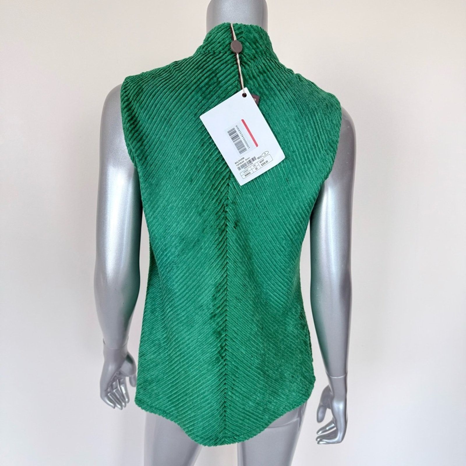 NBDN Nobrandedon NWT! MALIPARMI Women Green Velvet Top, Size M, MSRP. 309$ Size M / US 6-8 / IT 42-44 - 4 Thumbnail