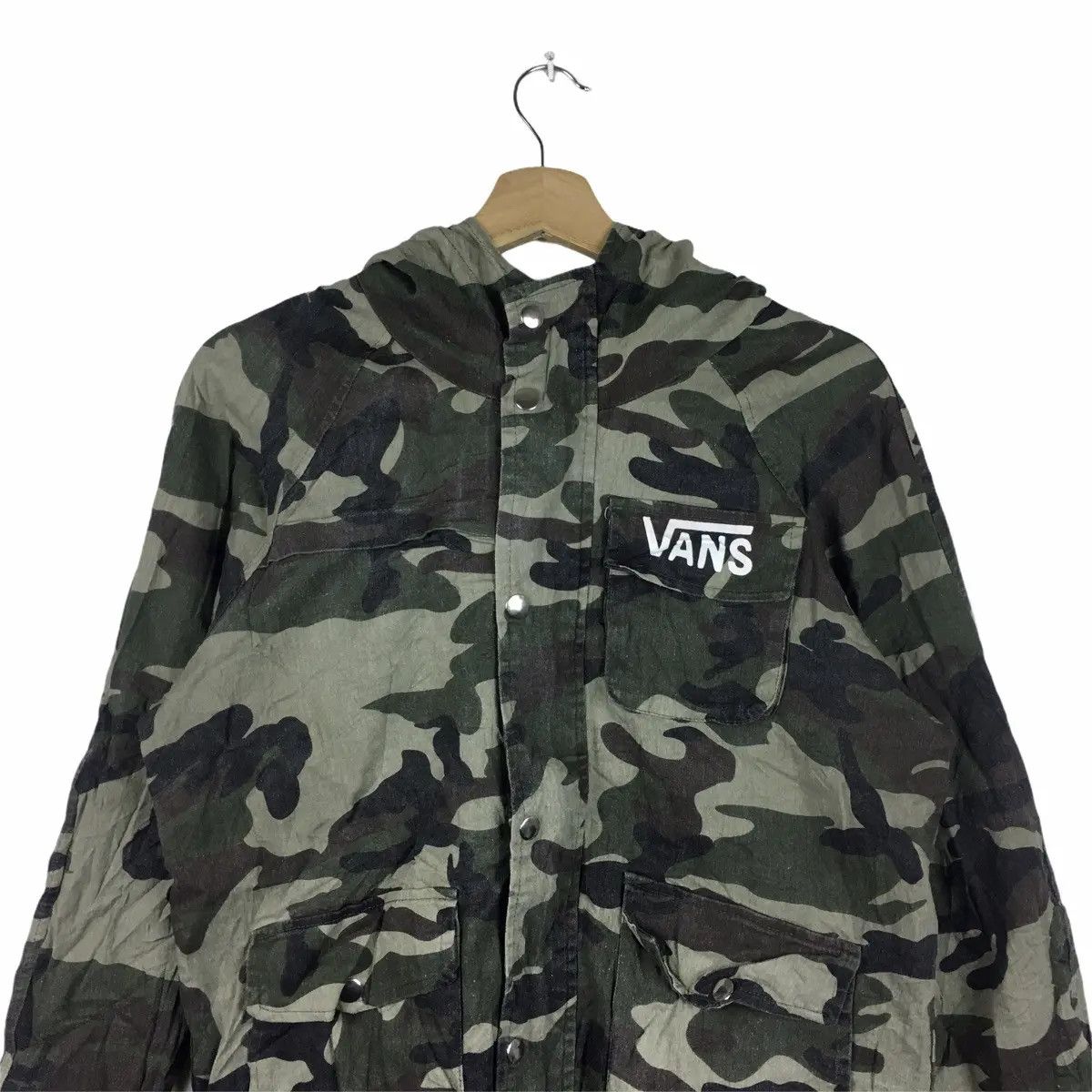 Vans Vtg VANS Of The WALL Camo Jacket Parka Trench Hoodie Size US XL / EU 56 / 4 - 2 Thumbnail
