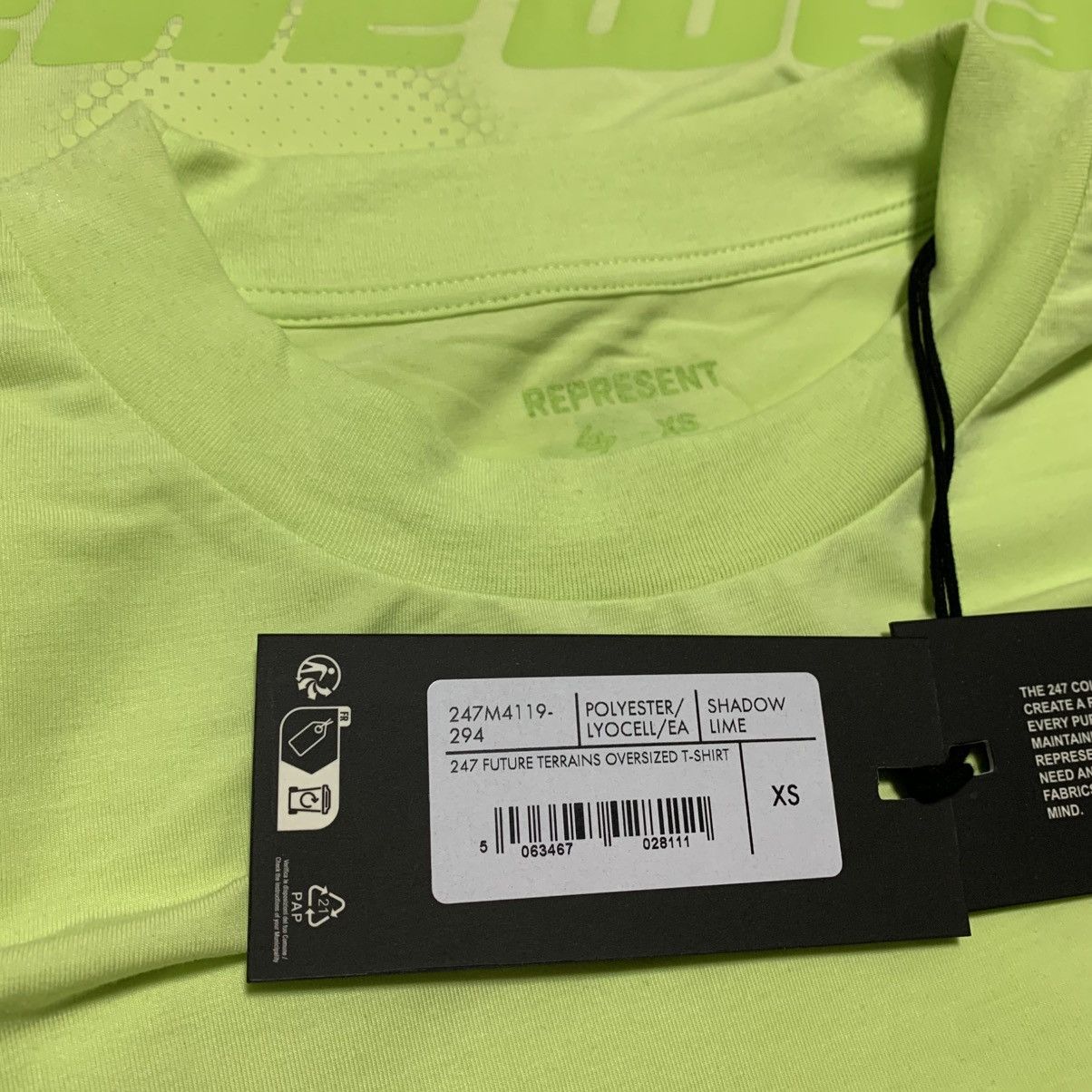 Represent Clo. Represent XS 247 Future Terrains Oversized Tee Lime Green Size US XS / EU 42 / 0 - 5 Thumbnail