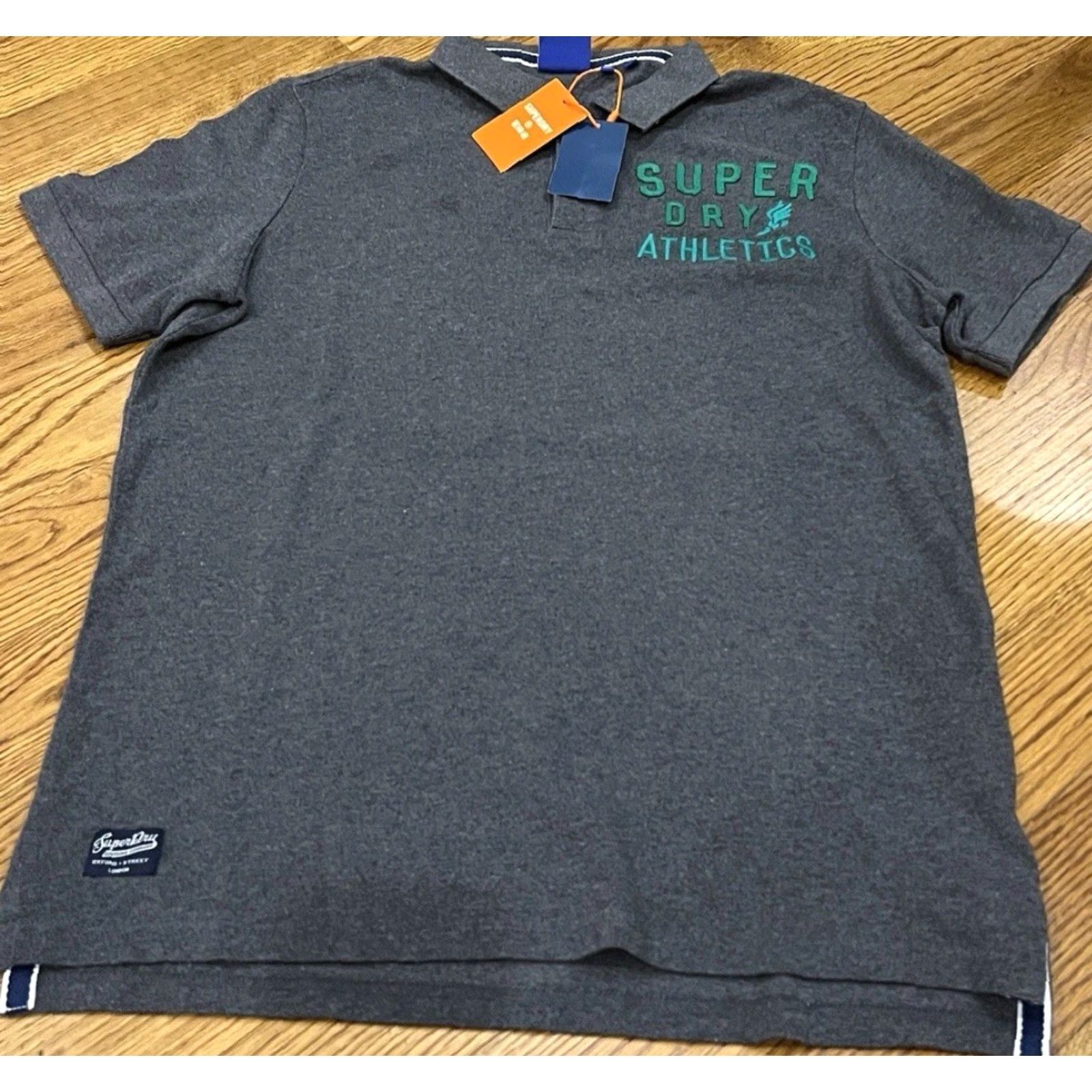 Superdry Superdry Mens Polo Shirt Enamel Gray Size XL Casual Cotton Short Sleeve Vintage Logo 2010s Size US XL / EU 56 / 4 - 2 Thumbnail