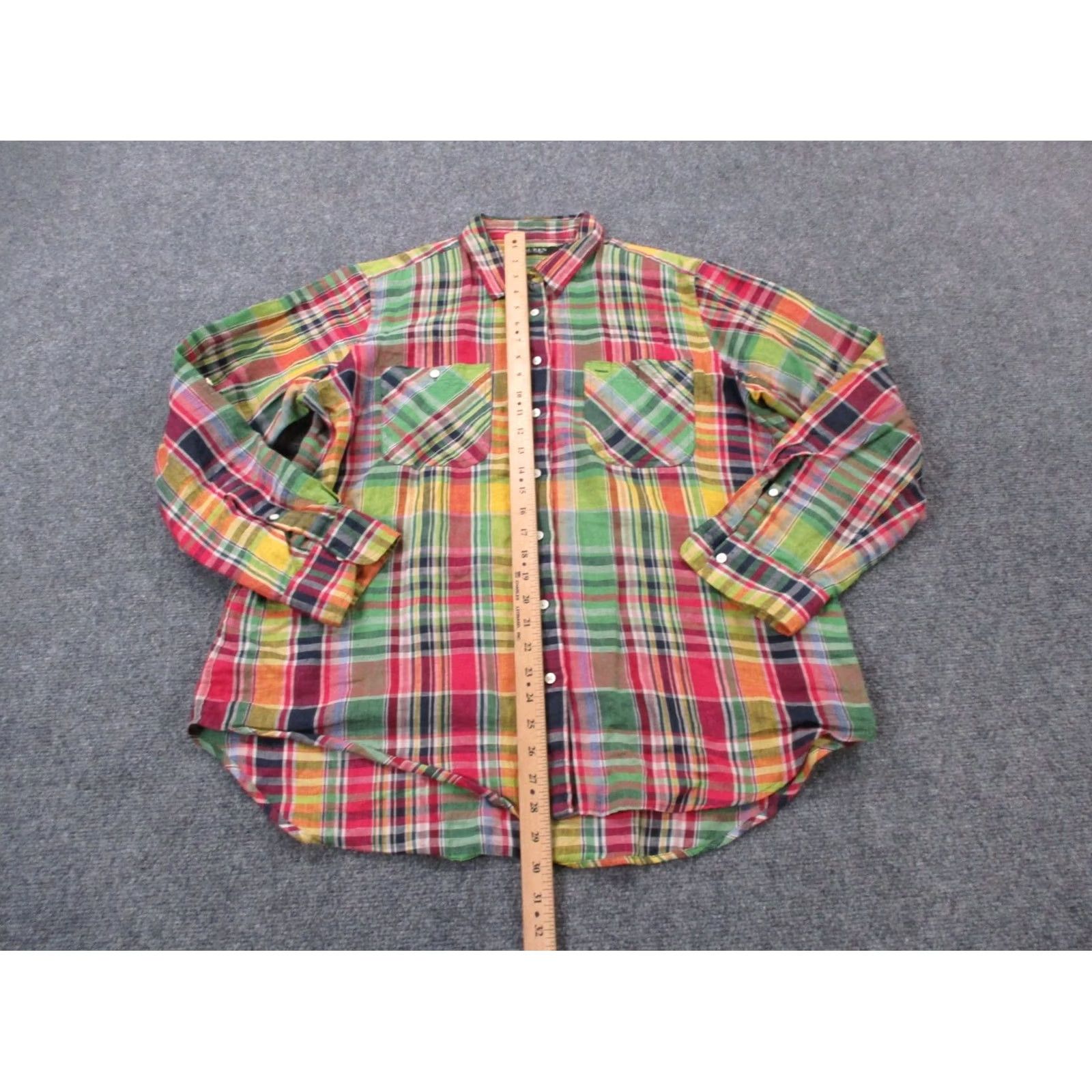 Ralph Lauren Lauren Ralph Lauren Shirt Mens XL Plaid Linen Button-Up Casual Business Colorful Multicolor Classic Preppy Size US XL / EU 56 / 4 - 3 Thumbnail