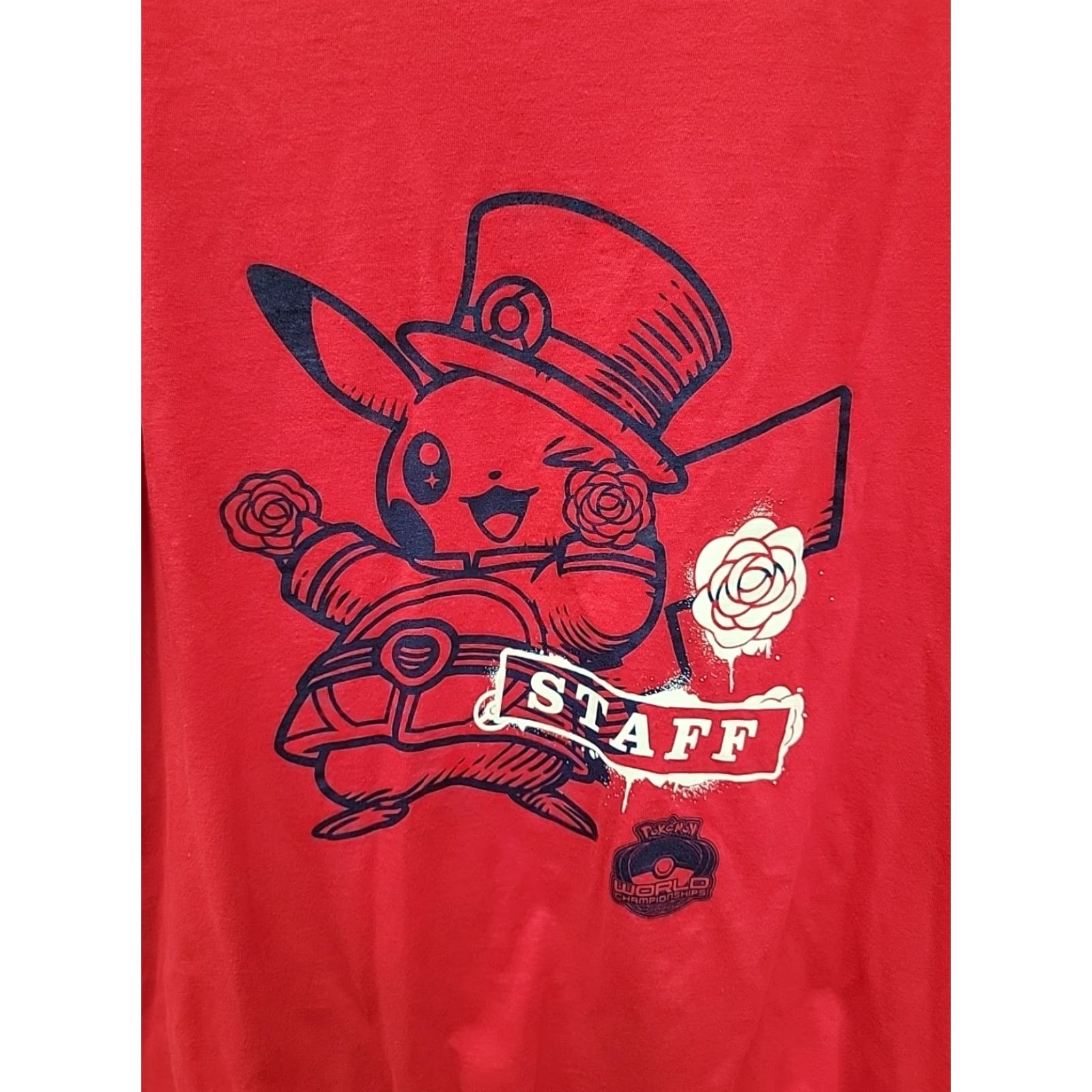 Vintage Pokemon World Championships T Shirt Adult XL Red London Pikachu STAFF TCG 2022 Nike? Size US XL / EU 56 / 4 - 2 Thumbnail