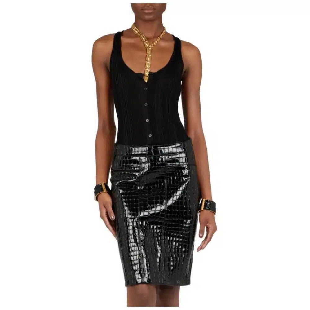 Tom Ford o1loc1c0325 TSK331 Racerback Tank Top in Black Size M / US 6-8 / IT 42-44 - 2 Thumbnail