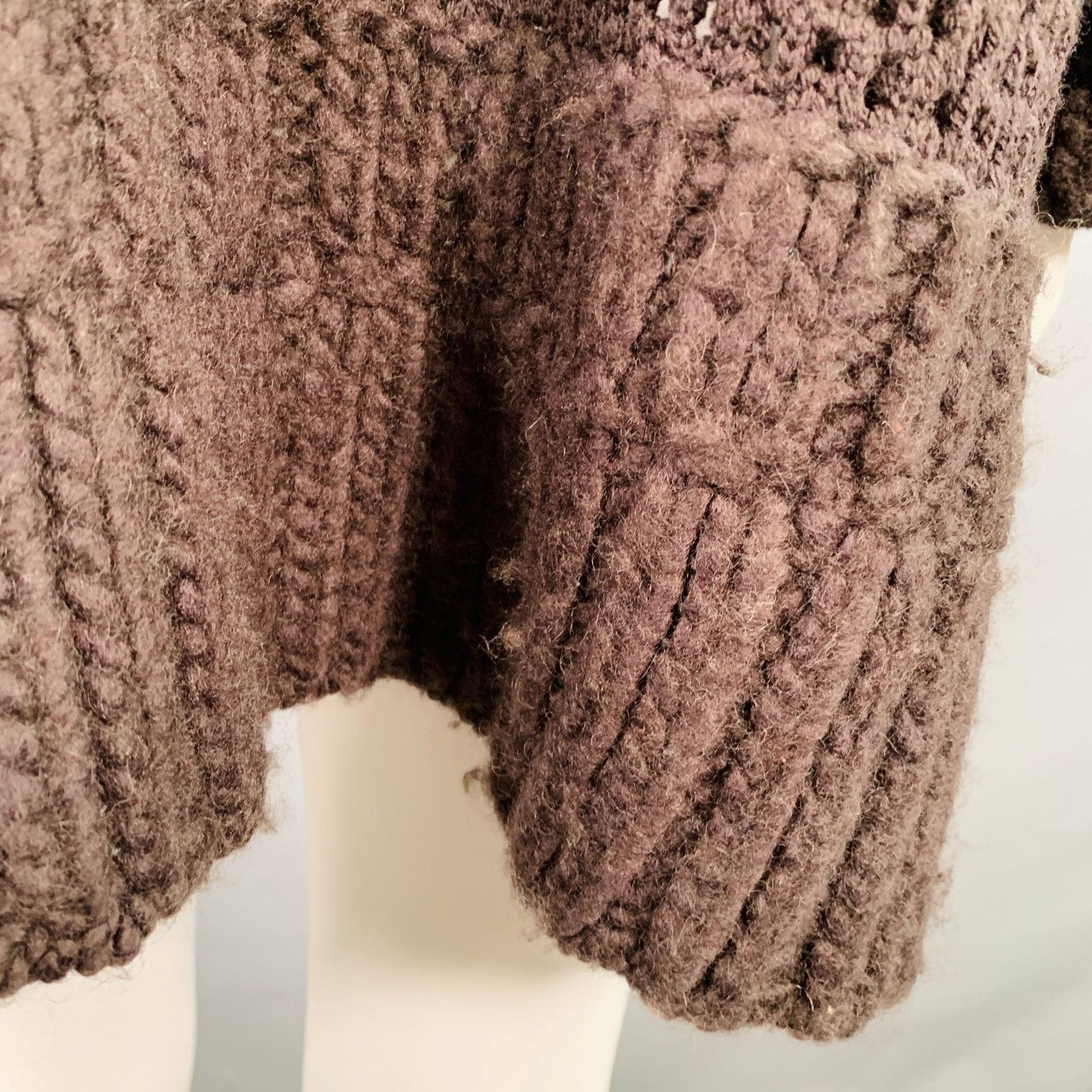 John Galliano M Brown Wool Blend Turtleneck Chunky Knit Sweater Size M / US 6-8 / IT 42-44 - 7 Thumbnail