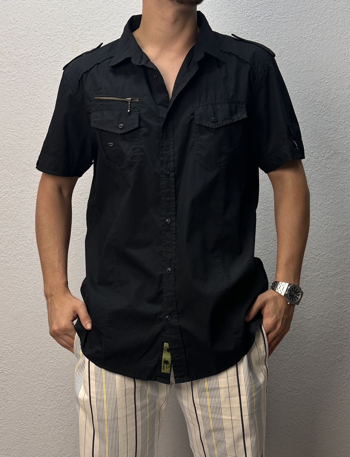 Diesel Vintage Metal Diesel Shirt Black Faded Junya Watanabe Y2K Size US L / EU 52-54 / 3 - 1 Thumbnail
