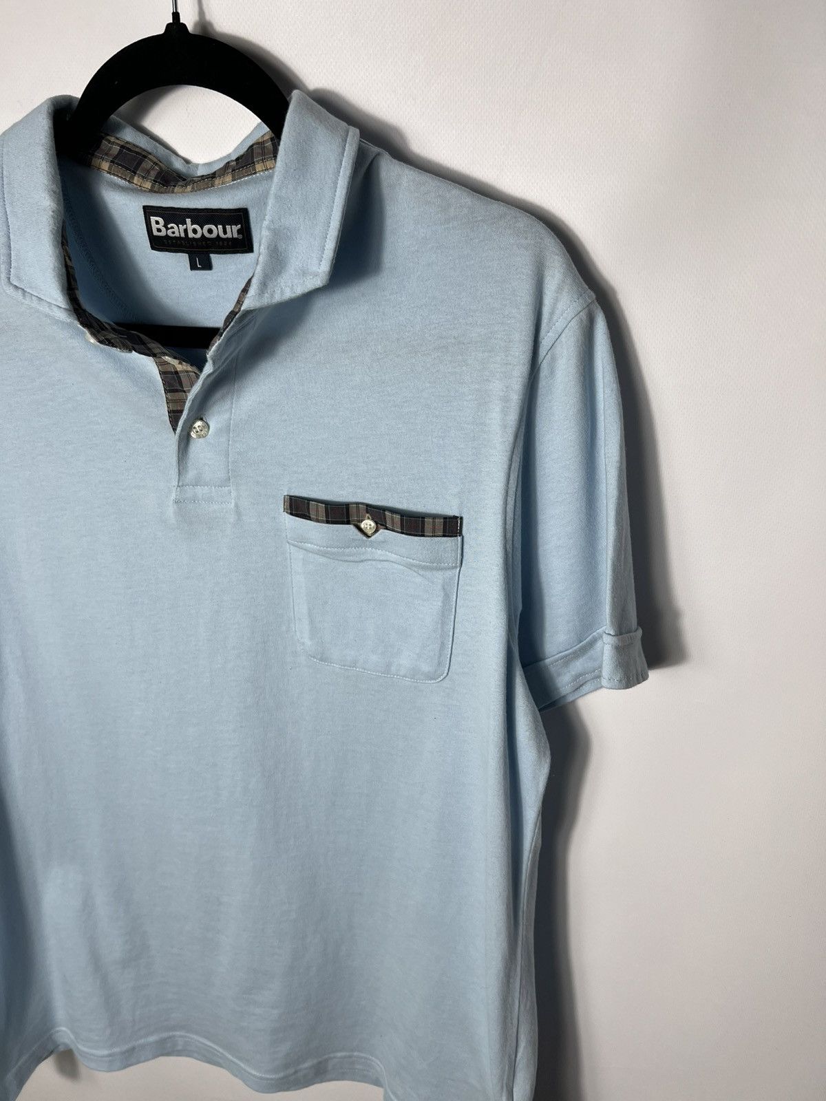 Barbour Vintage streetwear y2k Barbour Corpatch Light Blue T-shirt Size US L / EU 52-54 / 3 - 3 Thumbnail