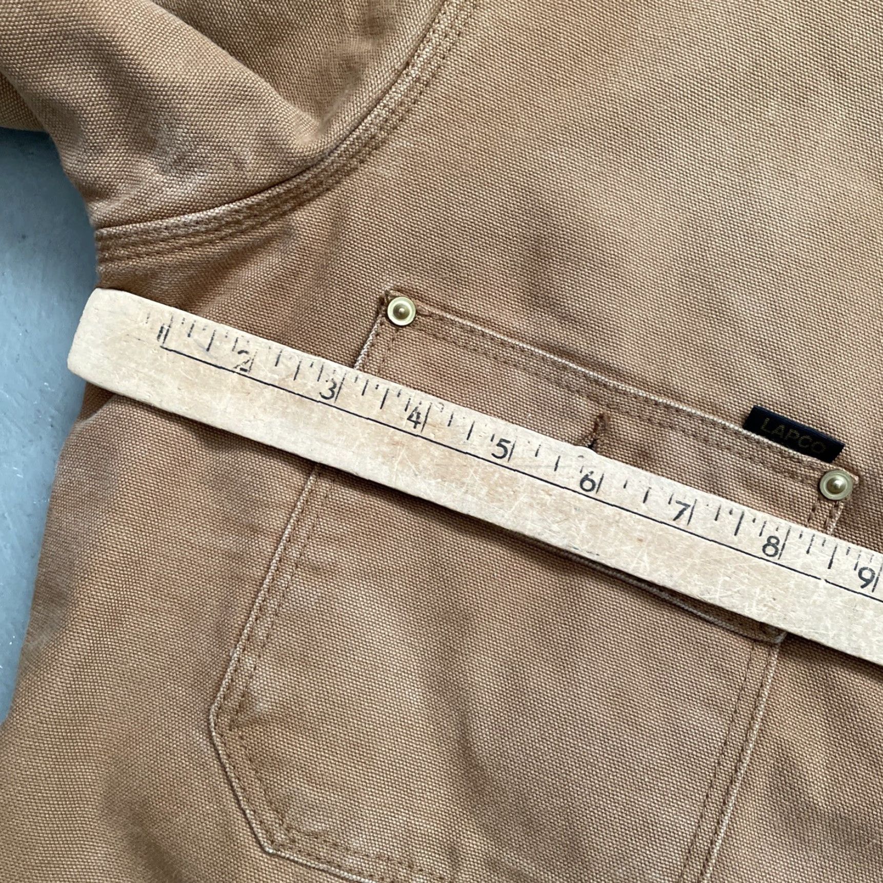 Vintage VINTAGE Lapco Canvas Southwestern Blanket Lined Chore Work Jacket 42R Brown USA 80s 90s? Unisex Adults Jacket Mens Womens Size US XS / EU 42 / 0 - 3 Thumbnail