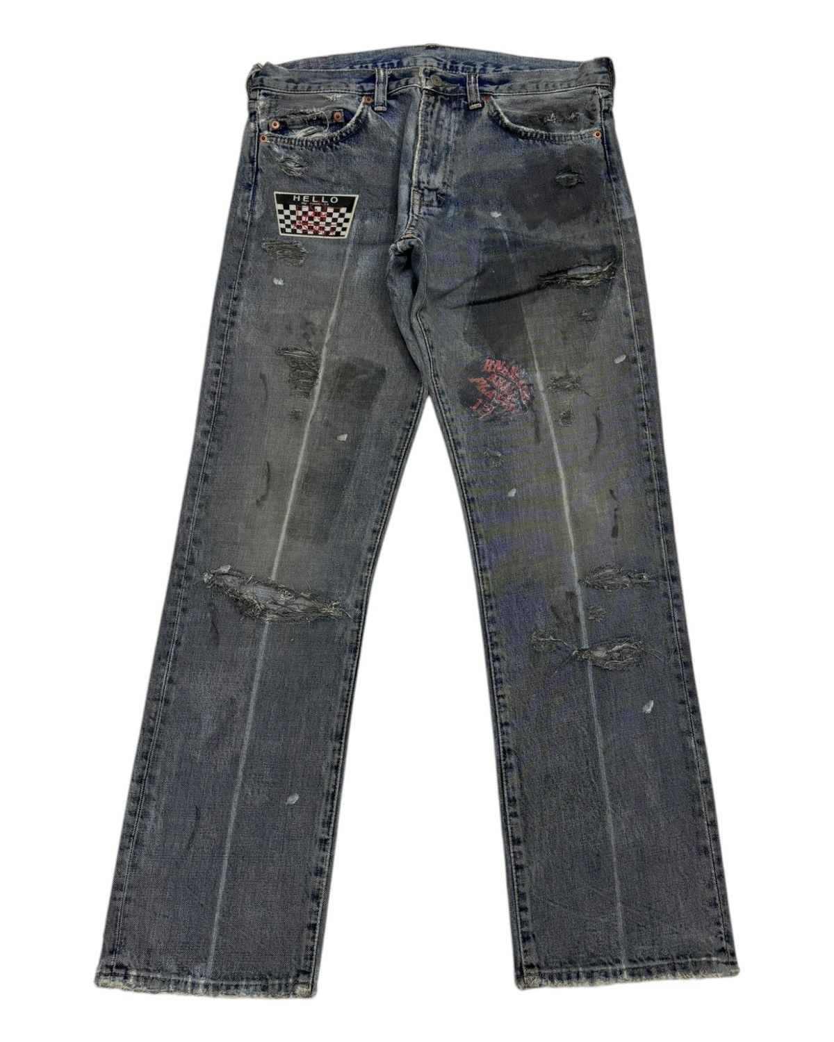 Hysteric Glamour × Japanese Brand × Undercover 🔥VINTAGE RNA MAD STYLE RIPPED DISTRESS DENIM JEANS Size US 32 / EU 48 - 1 Thumbnail