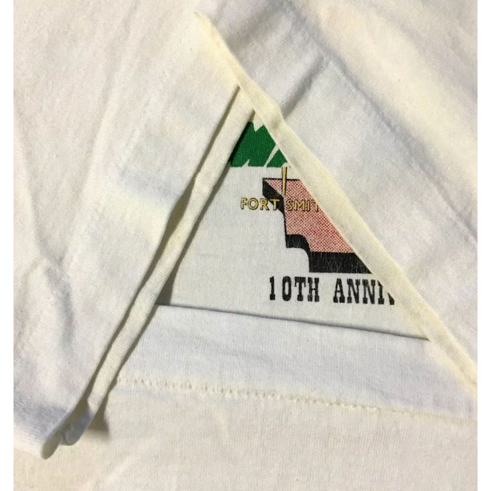 Fruit Of The Loom VINTAGE 90s Macsteel Distressed Shirt XL USA Single Stitch Grunge Trucker Punk Shirt Mens White Size US XL / EU 56 / 4 - 5 Thumbnail