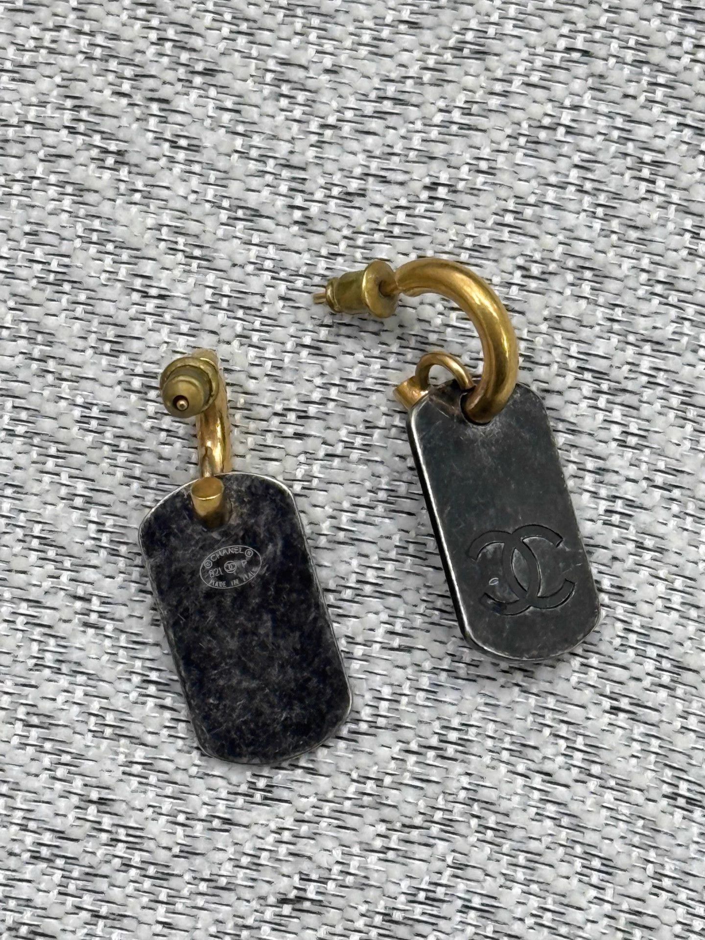 Chanel Chanel Vintage Metal Tag Earrings Size ONE SIZE - 3 Thumbnail
