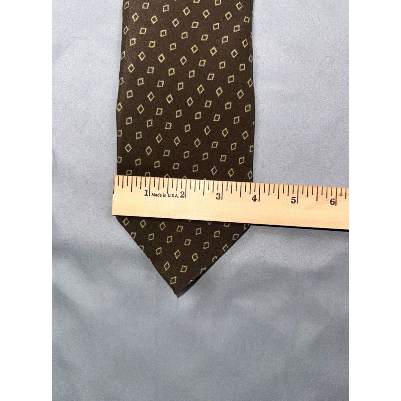 Giorgio Armani Giorgio Armani Cravatte Brown Geometric Diamond Silk Tie 3.75" Width Men Designer Tie Size ONE SIZE - 4 Thumbnail