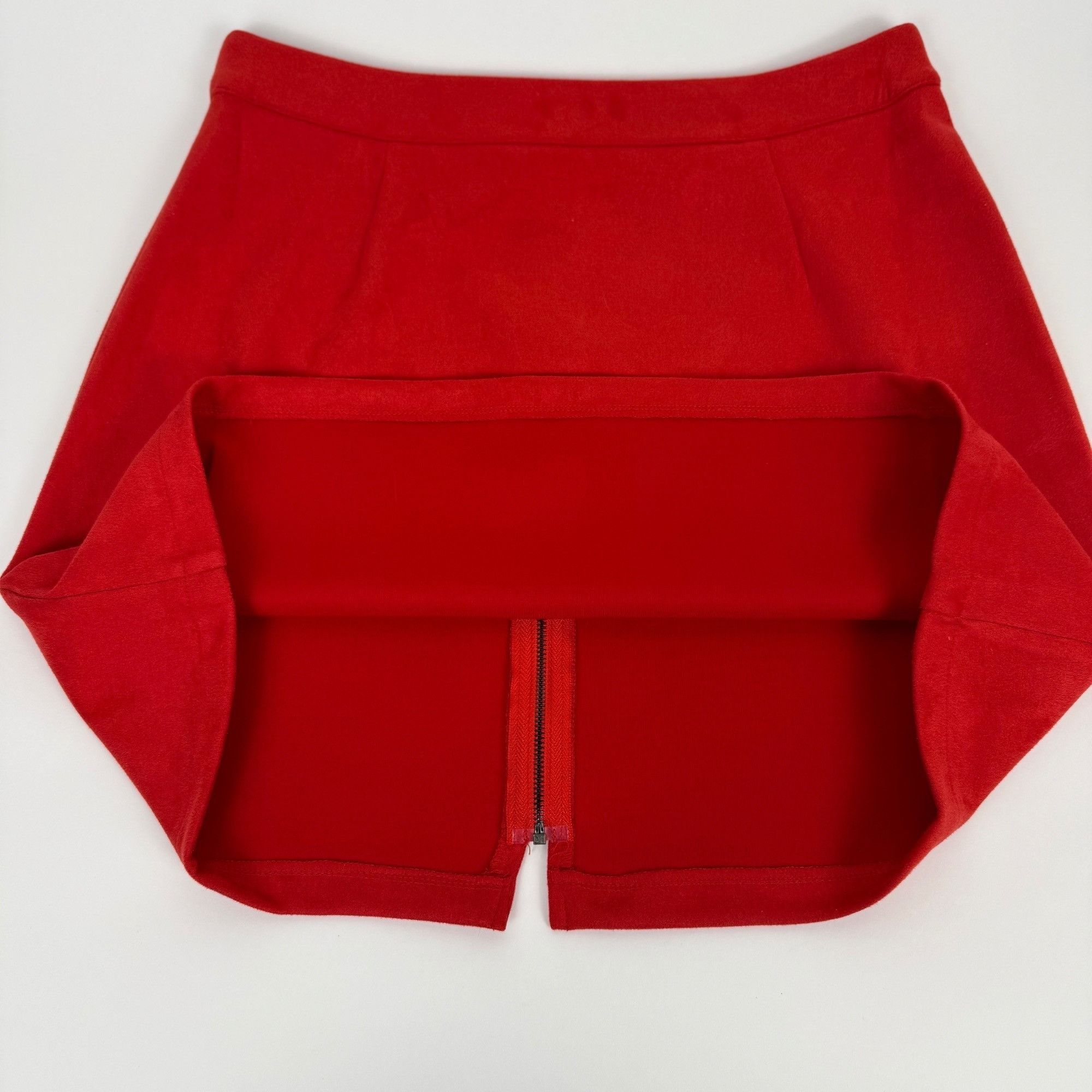 Other Aryeh Faux-Suede Mini Skirt Zip-Front A-Line Red Size M Size 30" / US 8 / IT 44 - 4 Thumbnail