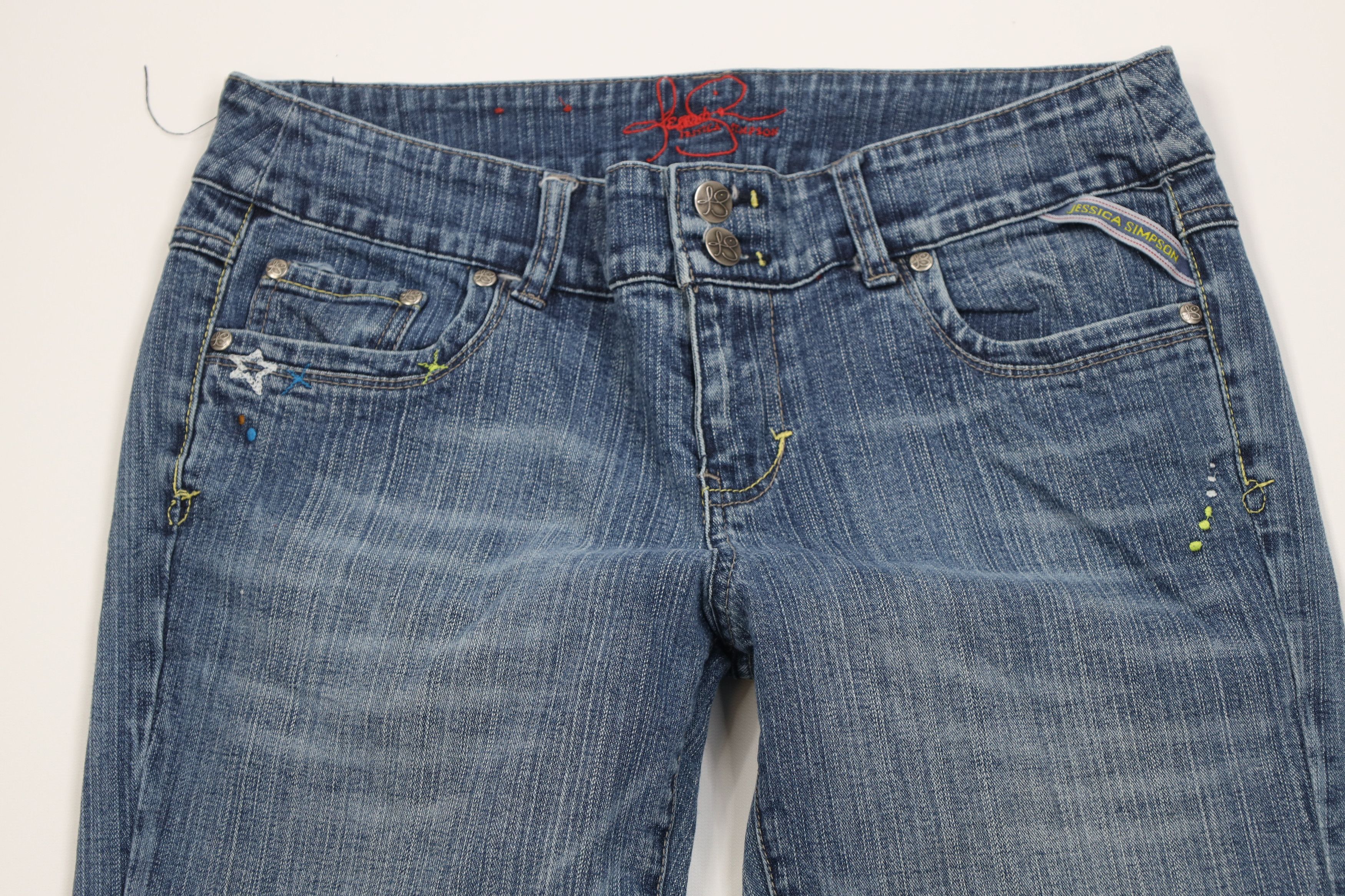 Vintage Vintage Y2K Jessica Simpson Wide Leg Denim Jeans Stretch Size 30" / US 8 / IT 44 - 2 Thumbnail