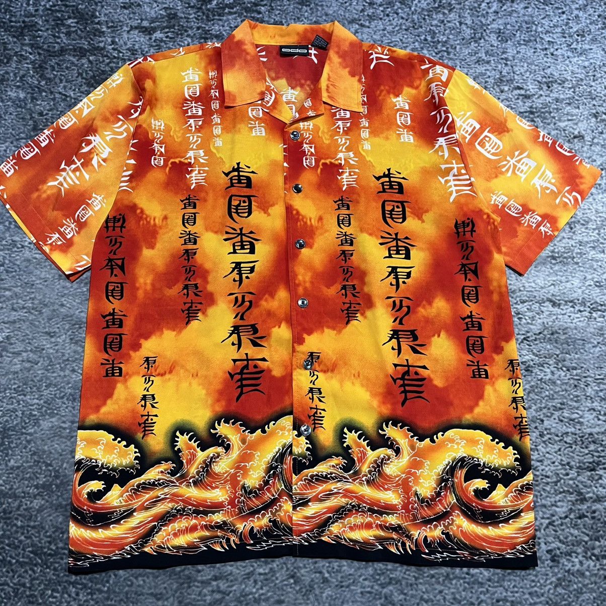 JNCO VINTAGE Y2K ODO FLAMES TRIBAL GRUNGE SKATER BUTTON UP SHIRT Size US XL / EU 56 / 4 - 3 Thumbnail