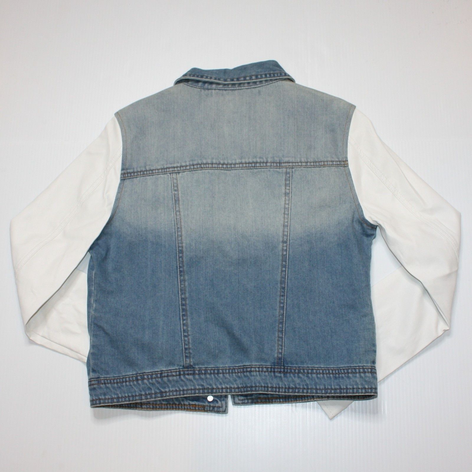 Other Romeo & Juliet Couture Faux Leather Sleeve Denim Jean Jacket Size M / US 6-8 / IT 42-44 - 7 Thumbnail