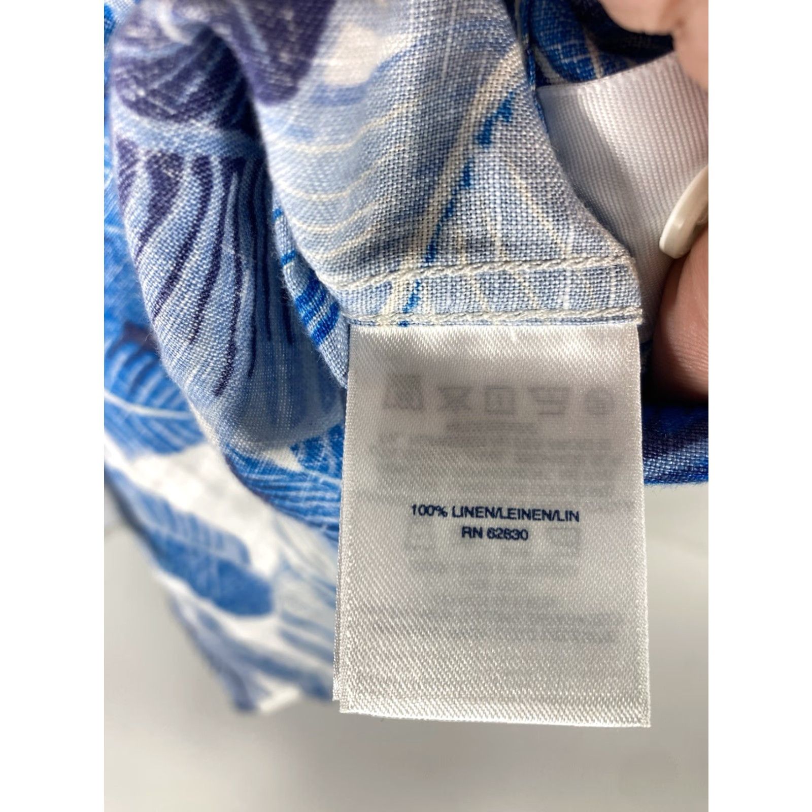 Lands' End Lands' End Linen Cabana Shirt Men M Blue Floral Button Short Sleeve Shirt Size US M / EU 48-50 / 2 - 6 Thumbnail