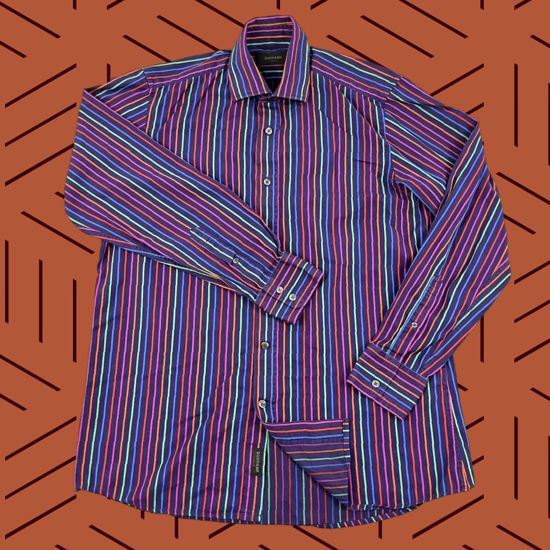 Vintage DUCHAMP London Shirt Mens Size 16 41 CM Purple Striped Button Up Preppy Casual Size US L / EU 52-54 / 3 - 1 Thumbnail