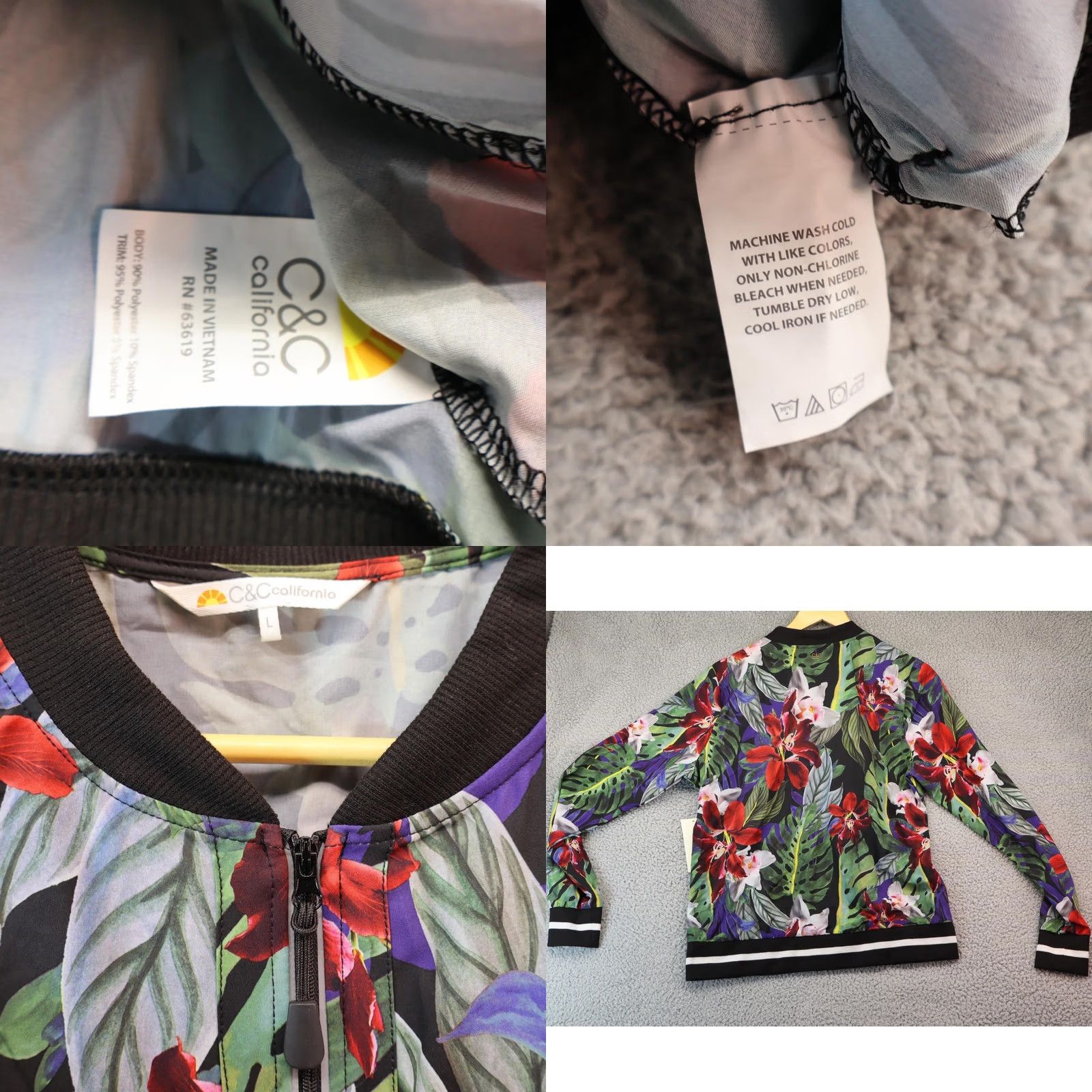 Vintage VINTAGE Jacket Womens Large Floral NWT C&C California Bomber Jacket Size L / US 10 / IT 46 - 8 Thumbnail