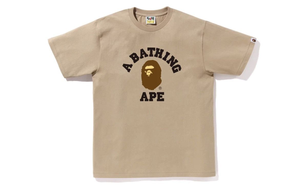 image of Bape College Tee in Beige, Men's (Size Small)