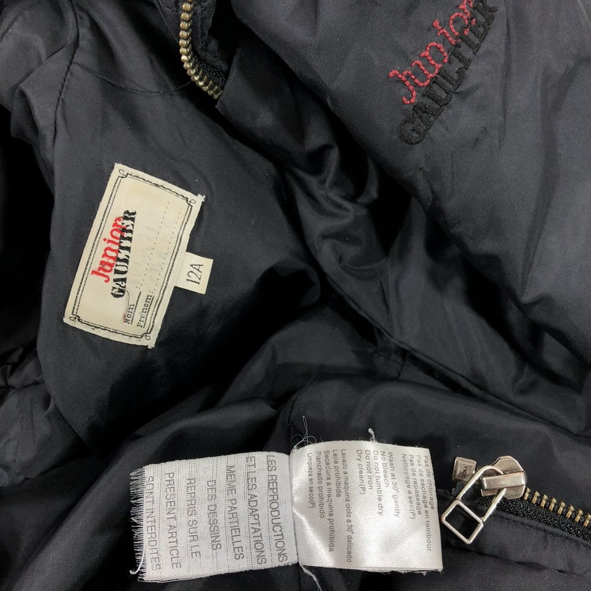 Jean Paul Gaultier Junior GAULTIER Logo Black Polyester Parka Puffy Coat Full-Zip Jacket Size XXS / US 00 / IT 34 - 16 Thumbnail