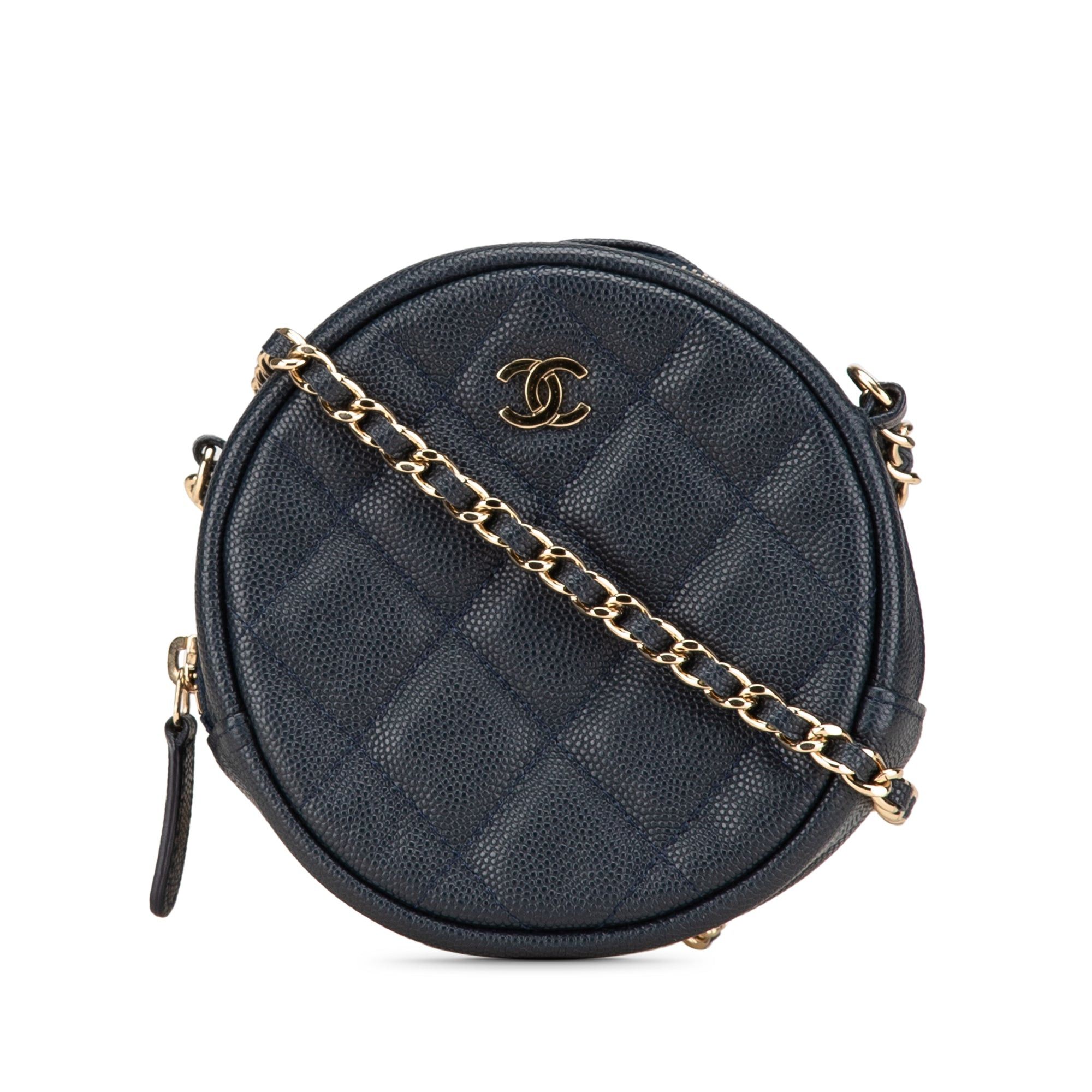 Chanel Chanel CC Quilted Caviar Round Clutch With Chain Blue Size ONE SIZE - 1 Thumbnail