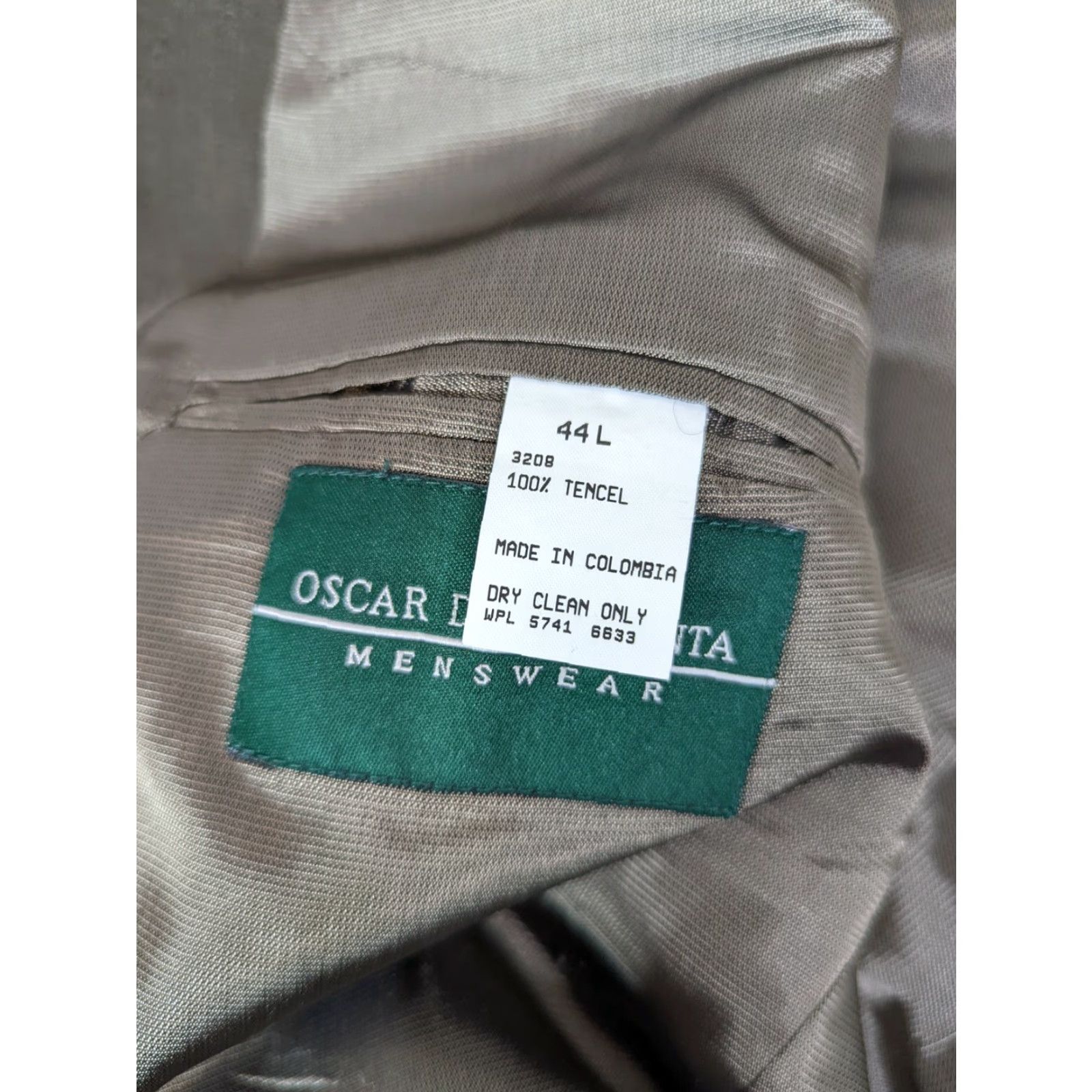 Oscar De La Renta Oscar De La Renta Blazer Jacket Men 44L Brown Tencel Fabric Notch Lapel 3 Button Single-Breasted Vintage Style Size 44R - 3 Thumbnail