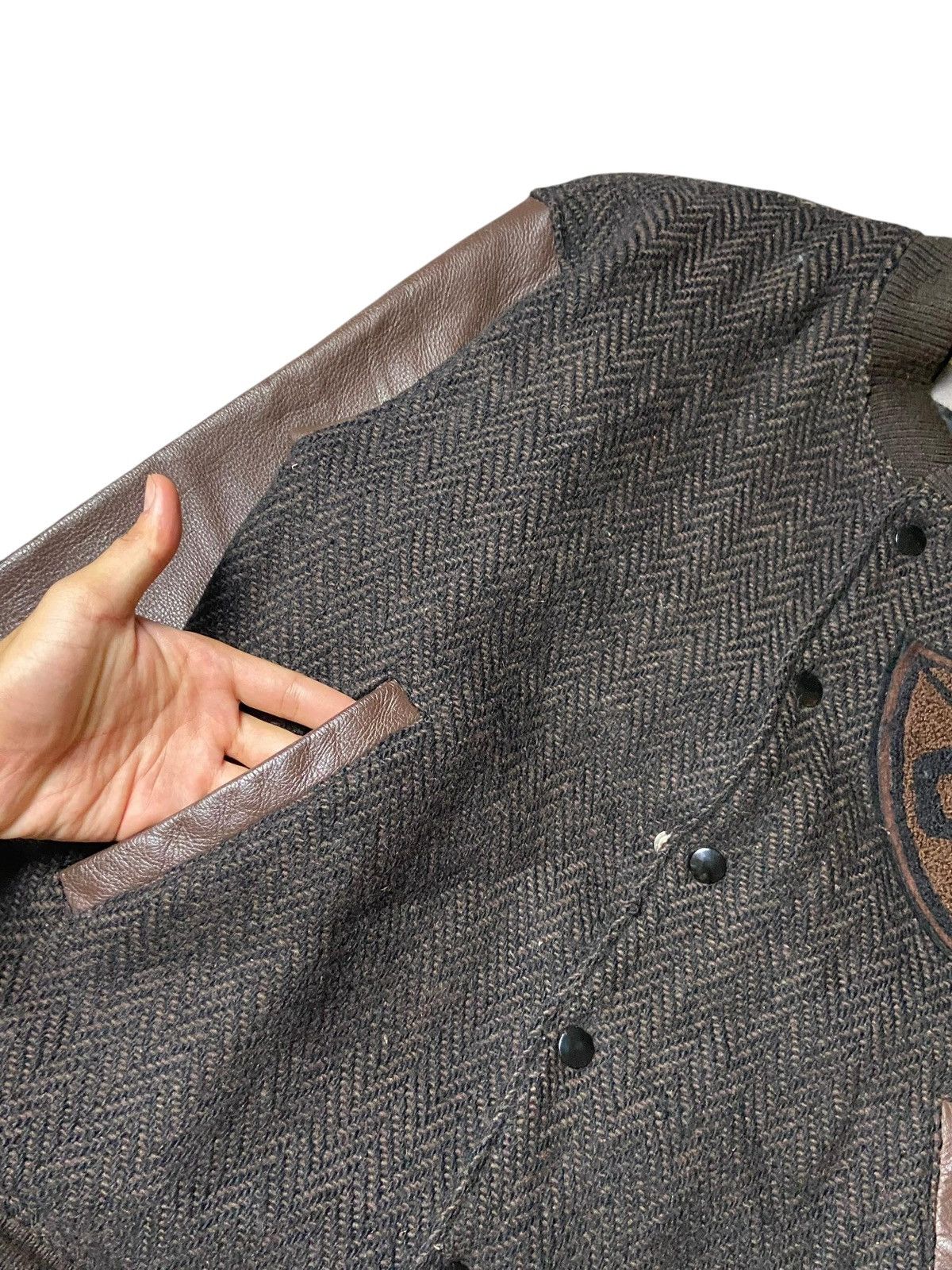 Japanese Brand × Leather × Vintage CAMPUX Brand Cowhide Leather Varsity Jacket (130) Size US XS / EU 42 / 0 - 5 Thumbnail