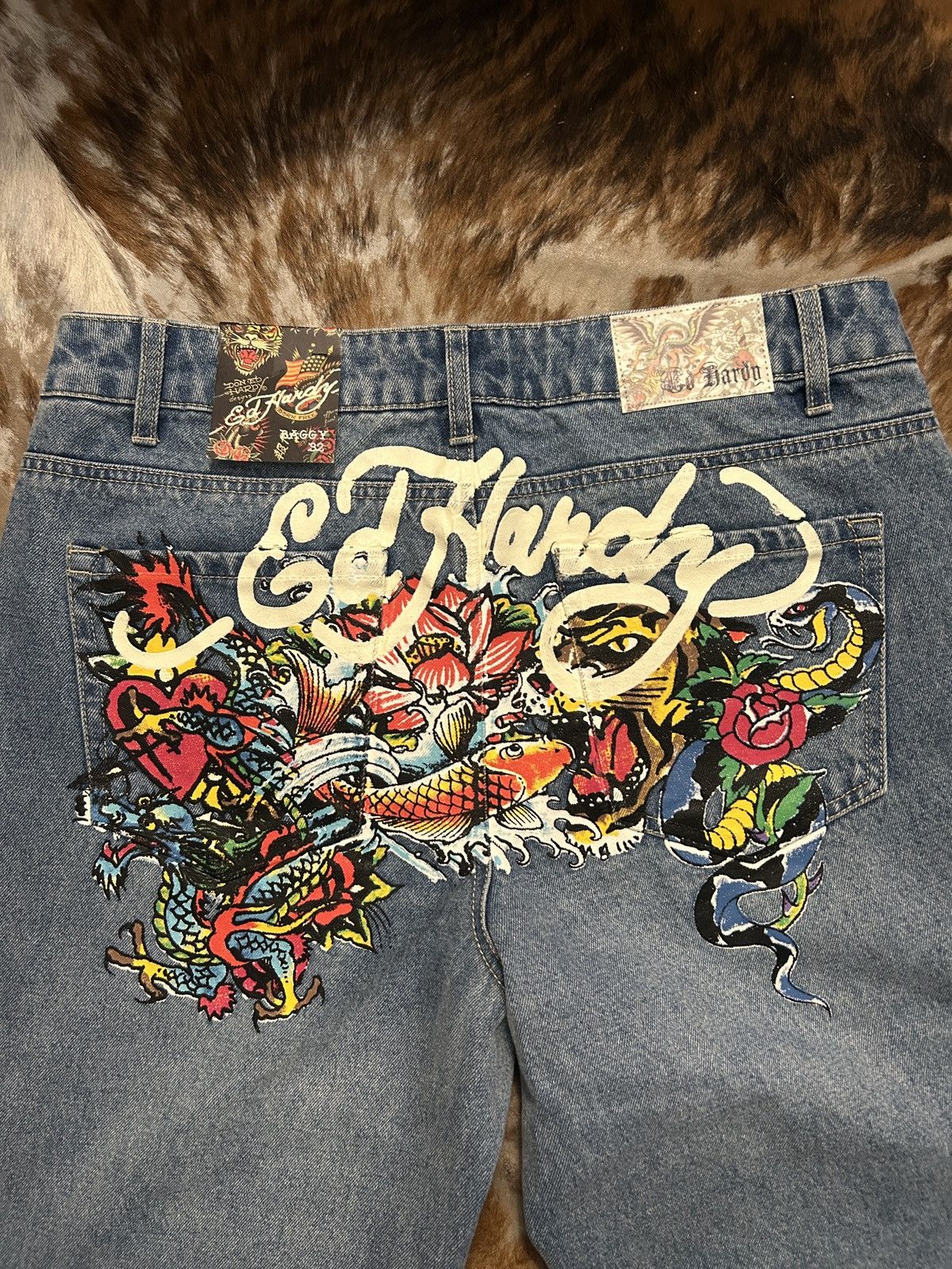 [Ed Hardy]* Denim Jeans * バギーフィット デニム baggy blue ed hardy designed jeans